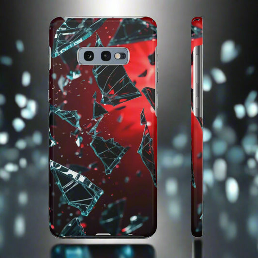 "Crimson Impact" Realistic Glass Shard Snap Phone Case for iPhone 7-16 and Samsung Galaxy S10-S24 Models - KarArmDesign