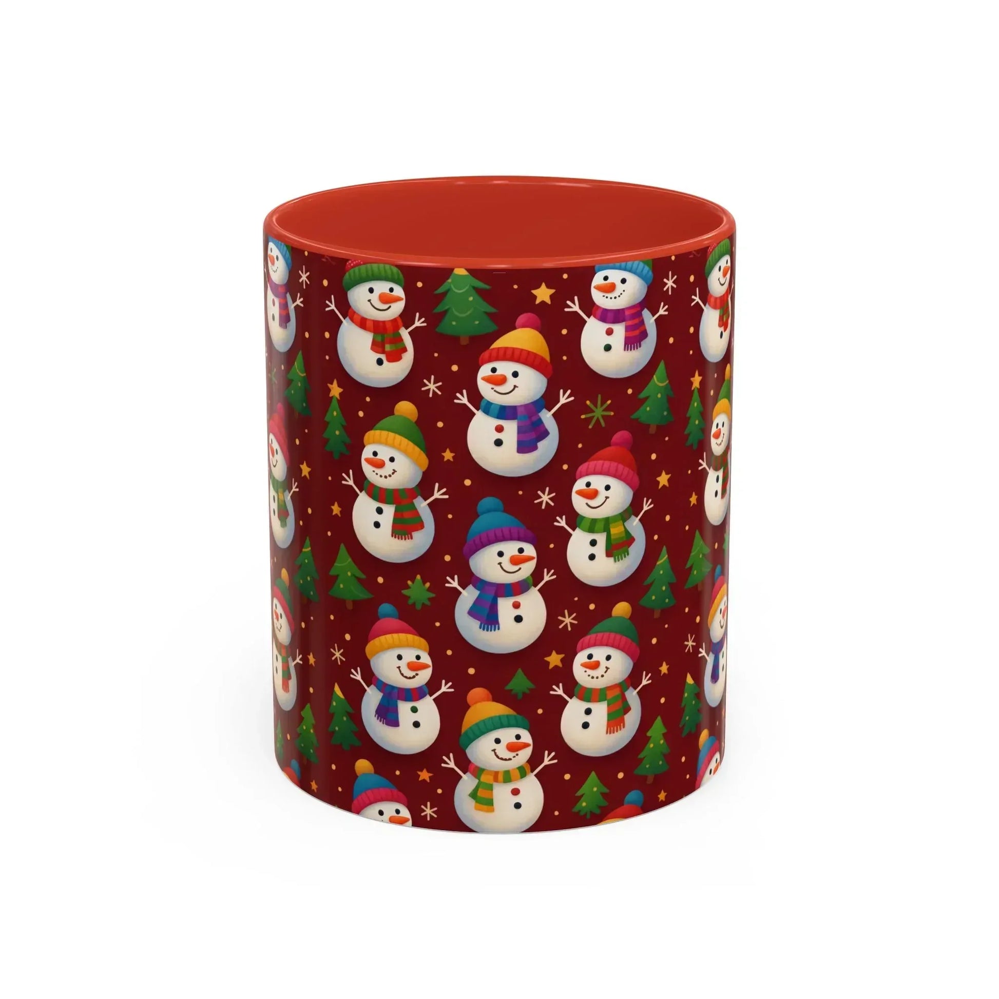 Festive Snowman Parade Accent Coffee Mug (11oz) - KARARMDESIGN