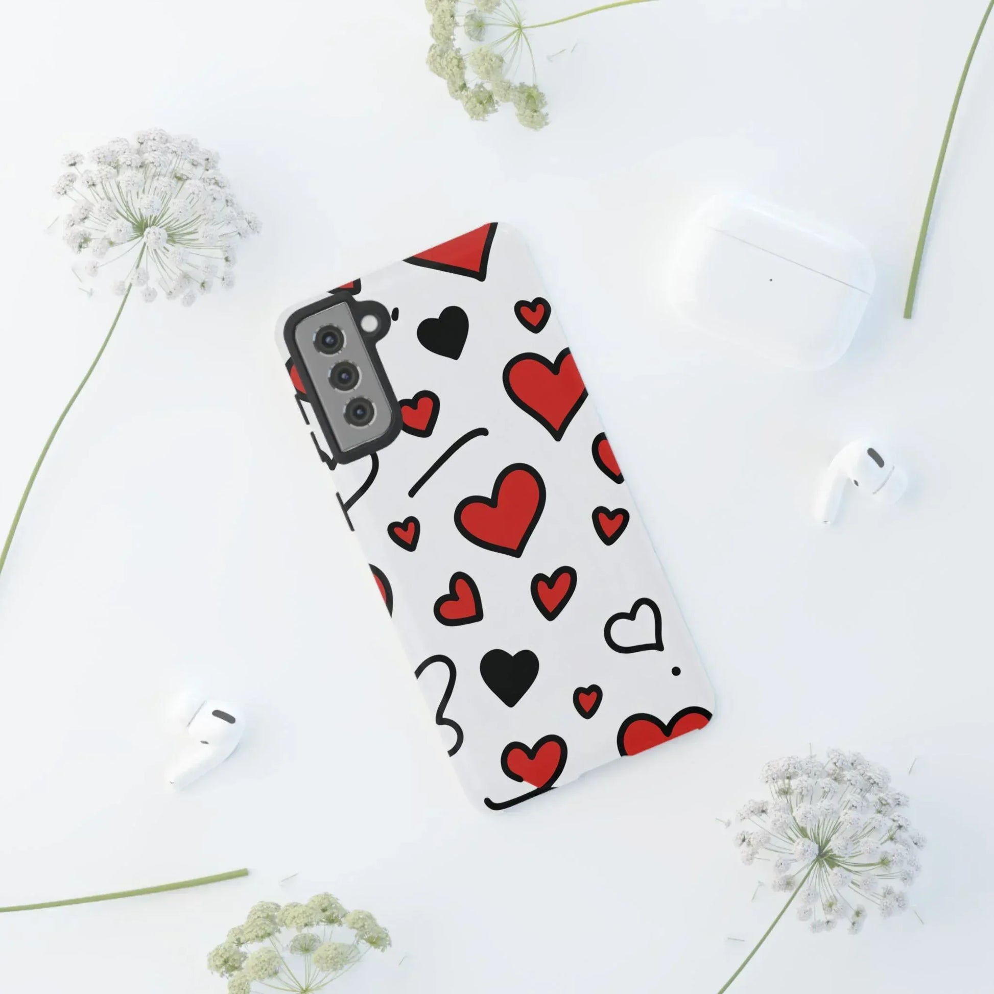 Scattered Hearts Phone Case for iPhone 11-17 and Galaxy S10-S25 - KARARMDESIGN
