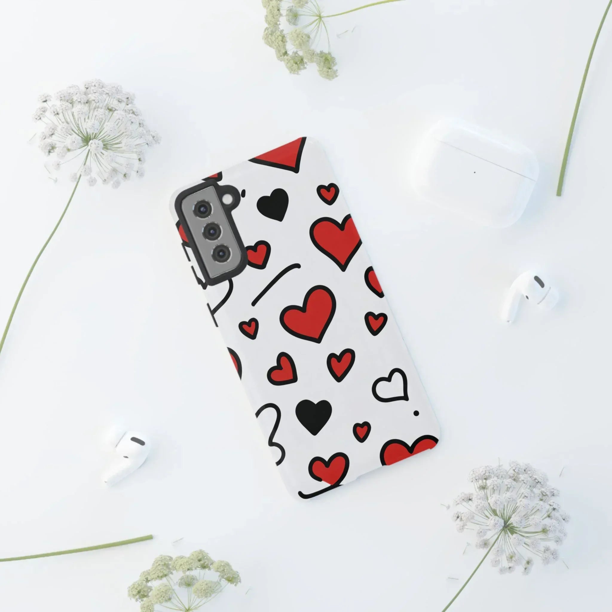 Scattered Hearts Phone Case for iPhone 11-17 and Galaxy S10-S25 - KARARMDESIGN