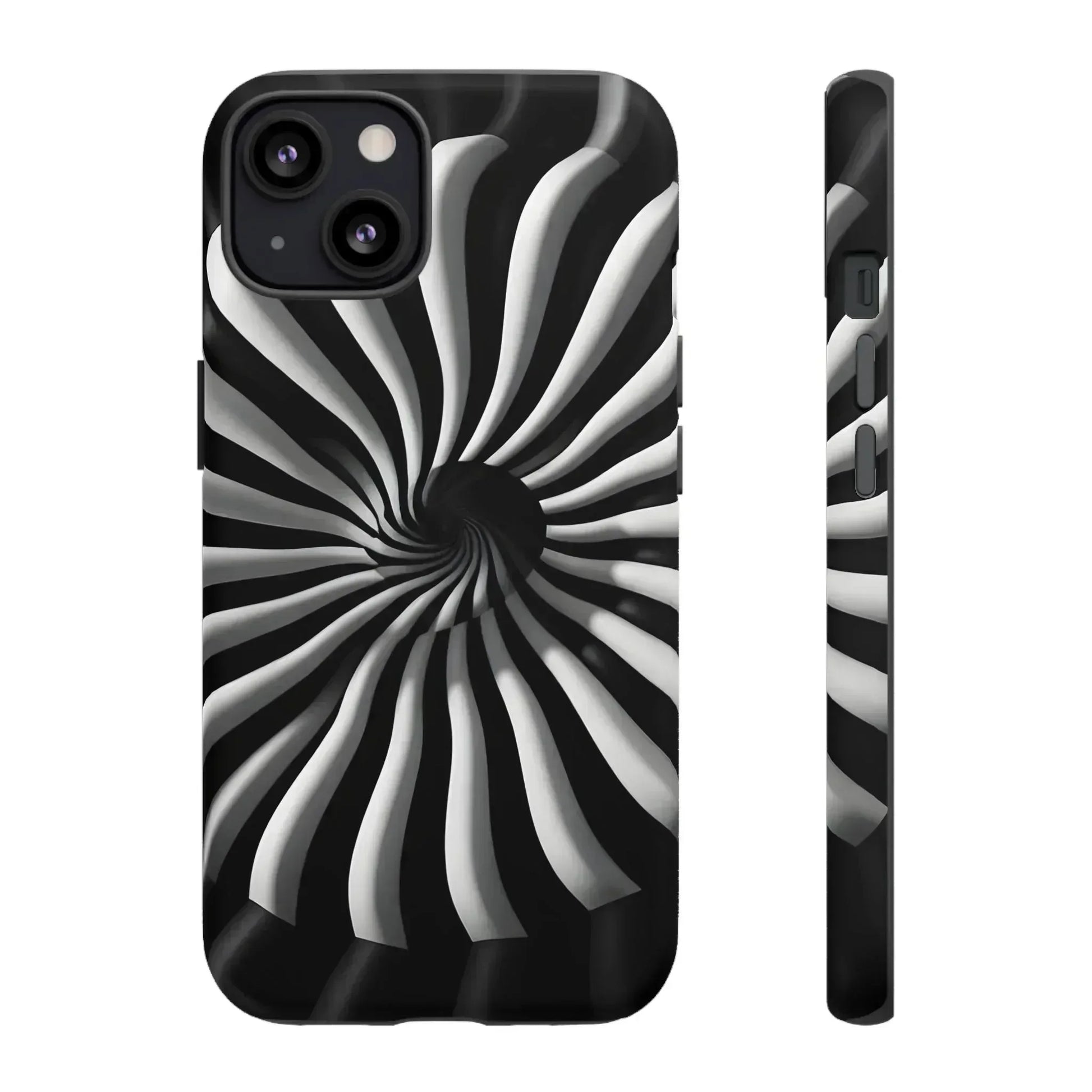 Hypnotic Black and White Spiral Phone Case for iPhone & Galaxy - KARARMDESIGN