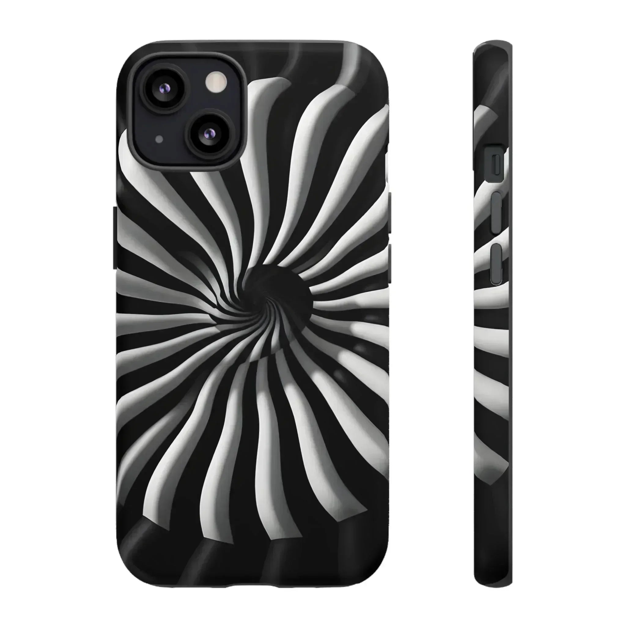 Hypnotic Black and White Spiral Phone Case for iPhone & Galaxy - KARARMDESIGN
