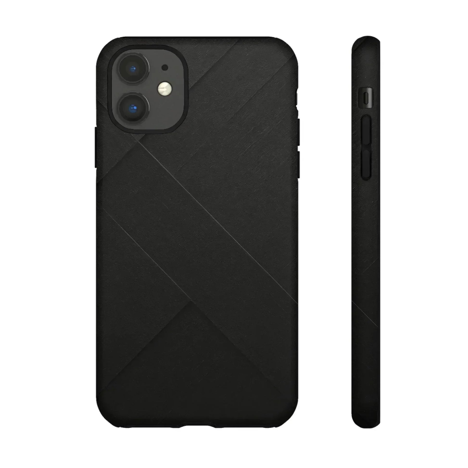 Matte Black Diagonal Line Phone Case for iPhone 8-16 and Galaxy S10-S25 - KARARMDESIGN