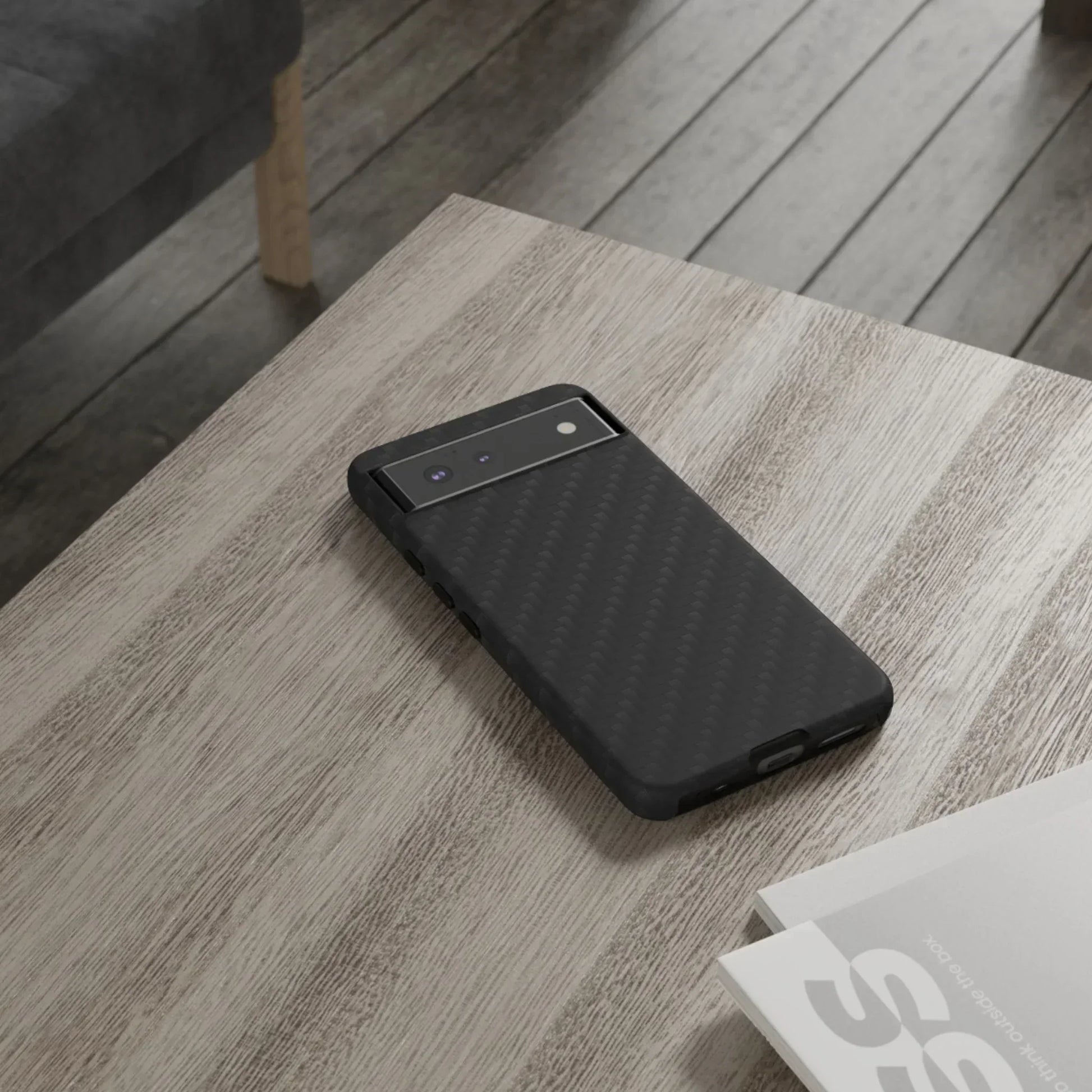 Black Carbon Phone Case Tough Case for iPhone 8-16 and Google Pixel up to 9 Models - KarArmDesign
