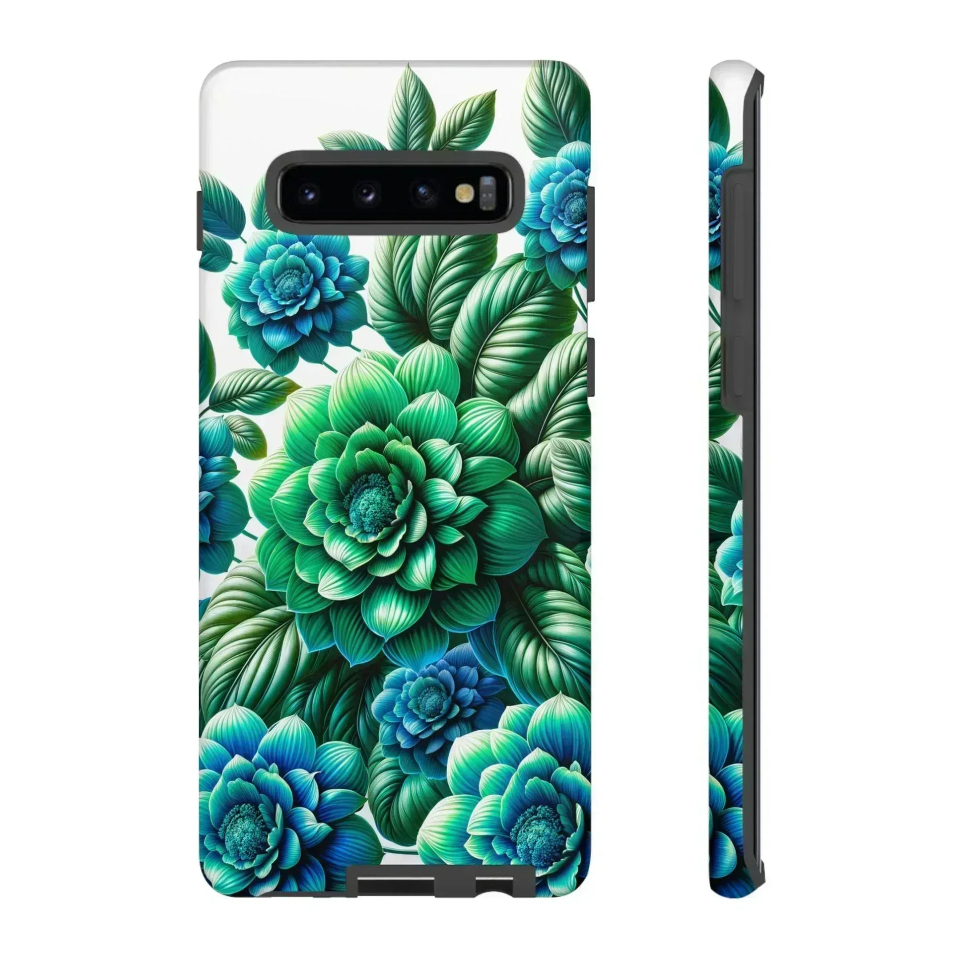 Green and Blue Floral Phone Case for Galaxy S10-S25 - KARARMDESIGN