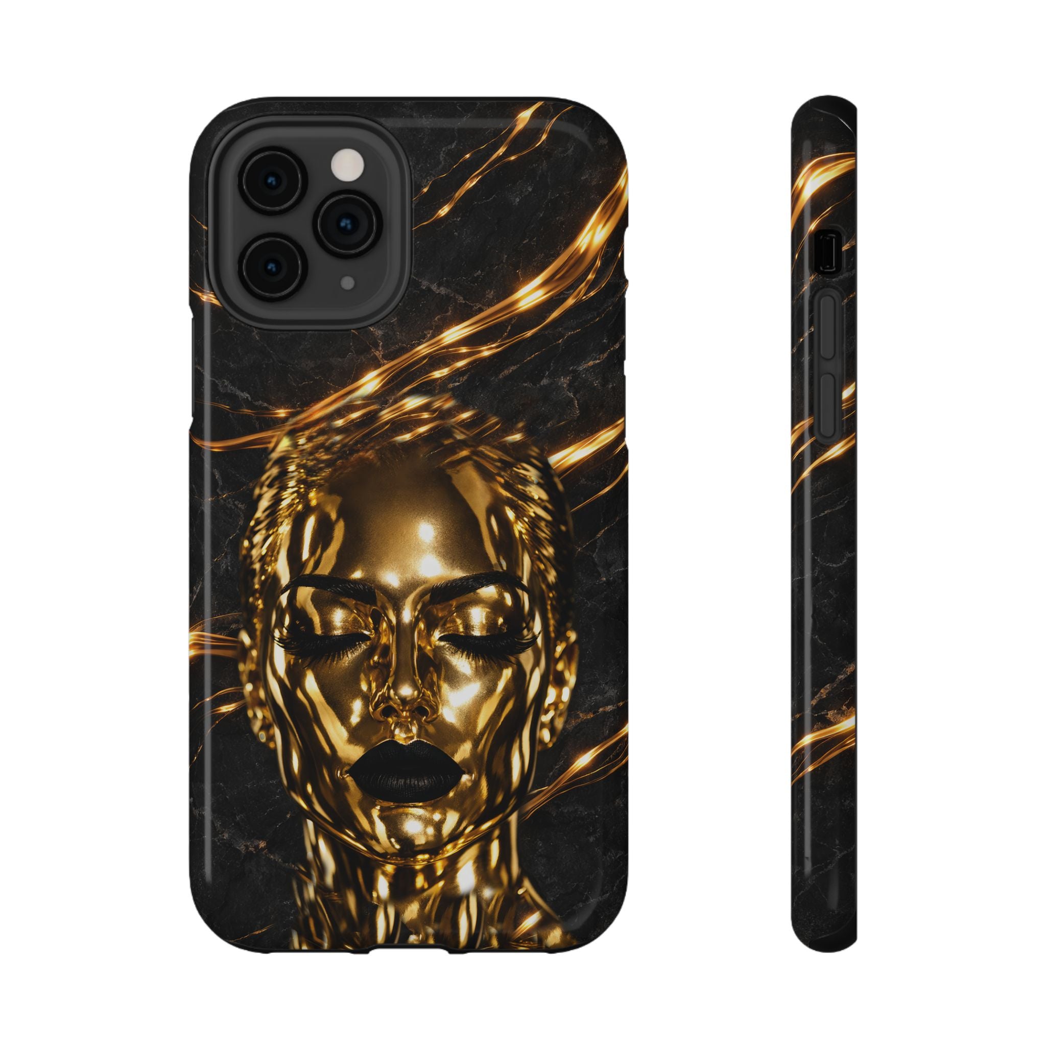 Luxury Gold Portrait Phone Case for iPhone 11-17 and Galaxy S21-S26