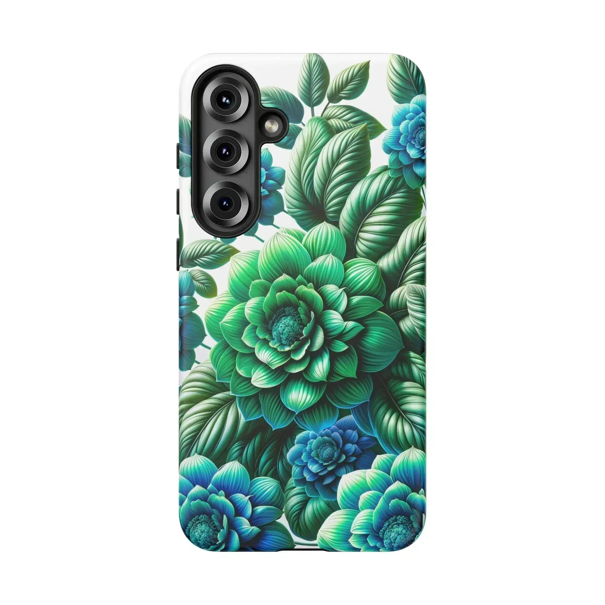 Green and Blue Floral Phone Case for Galaxy S10-S25 - KARARMDESIGN