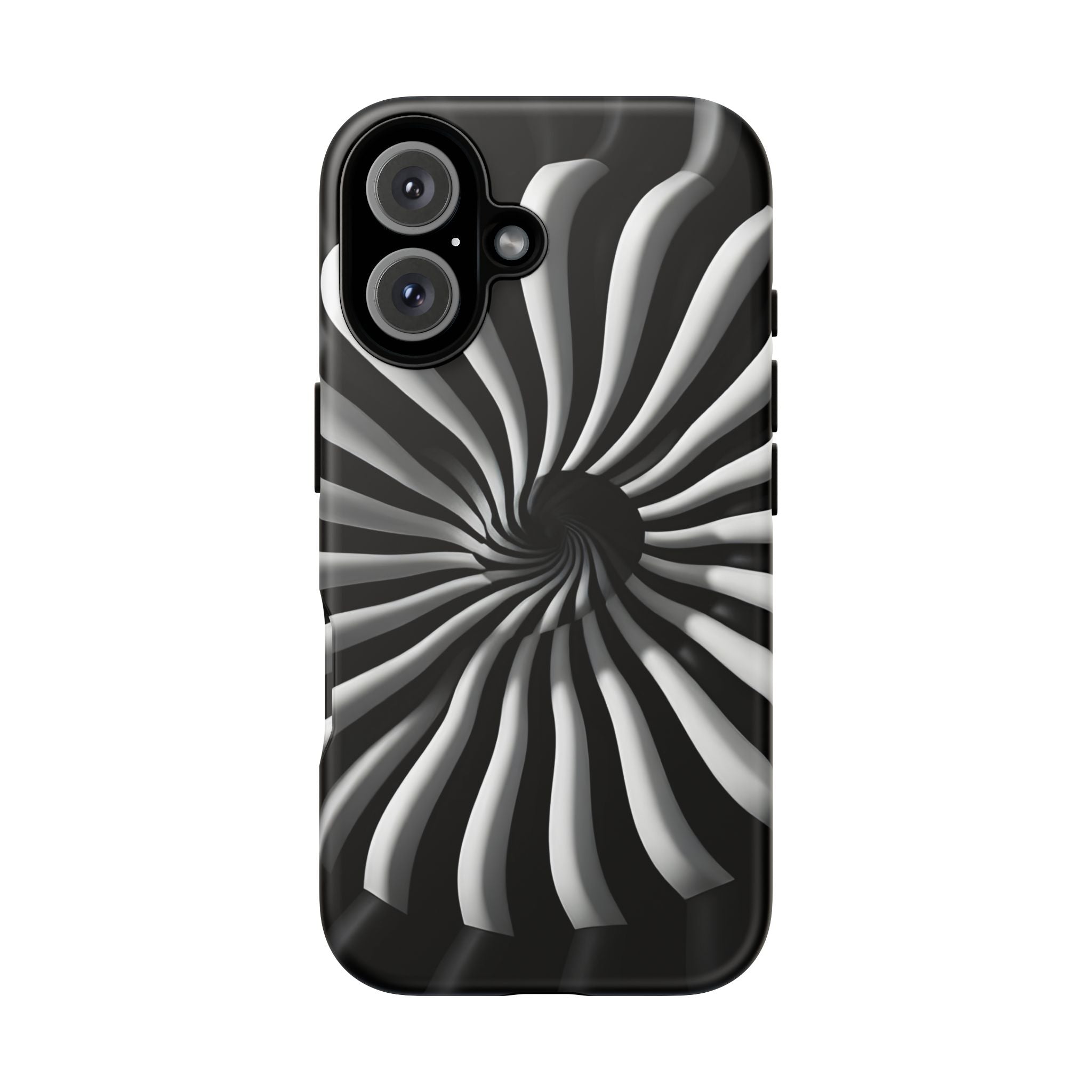 Hypnotic Black and White Spiral Phone Case – Optical Illusion Design for iPhone & Galaxy