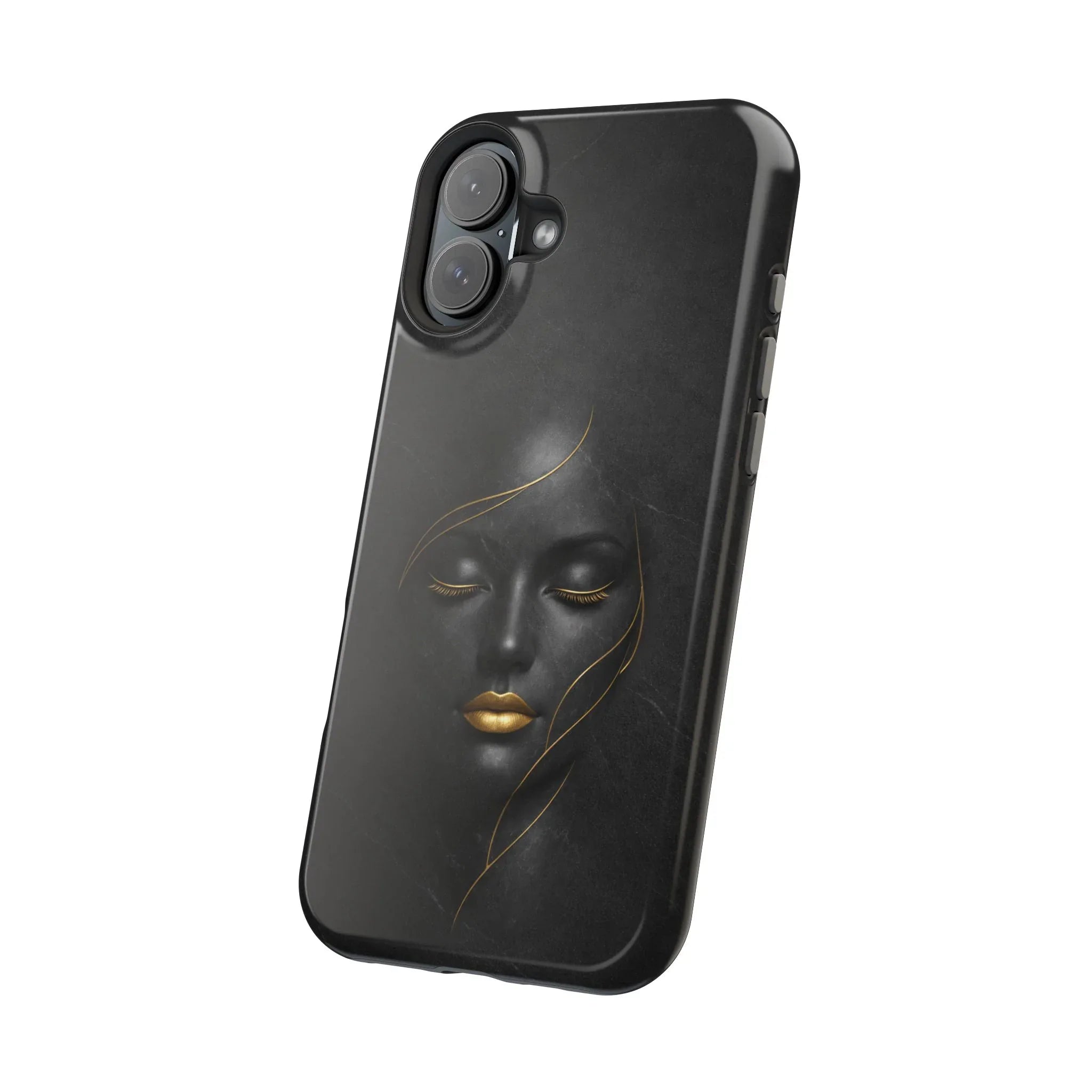 Black Gold Face Phone Case for iPhone 13-17 - KARARMDESIGN
