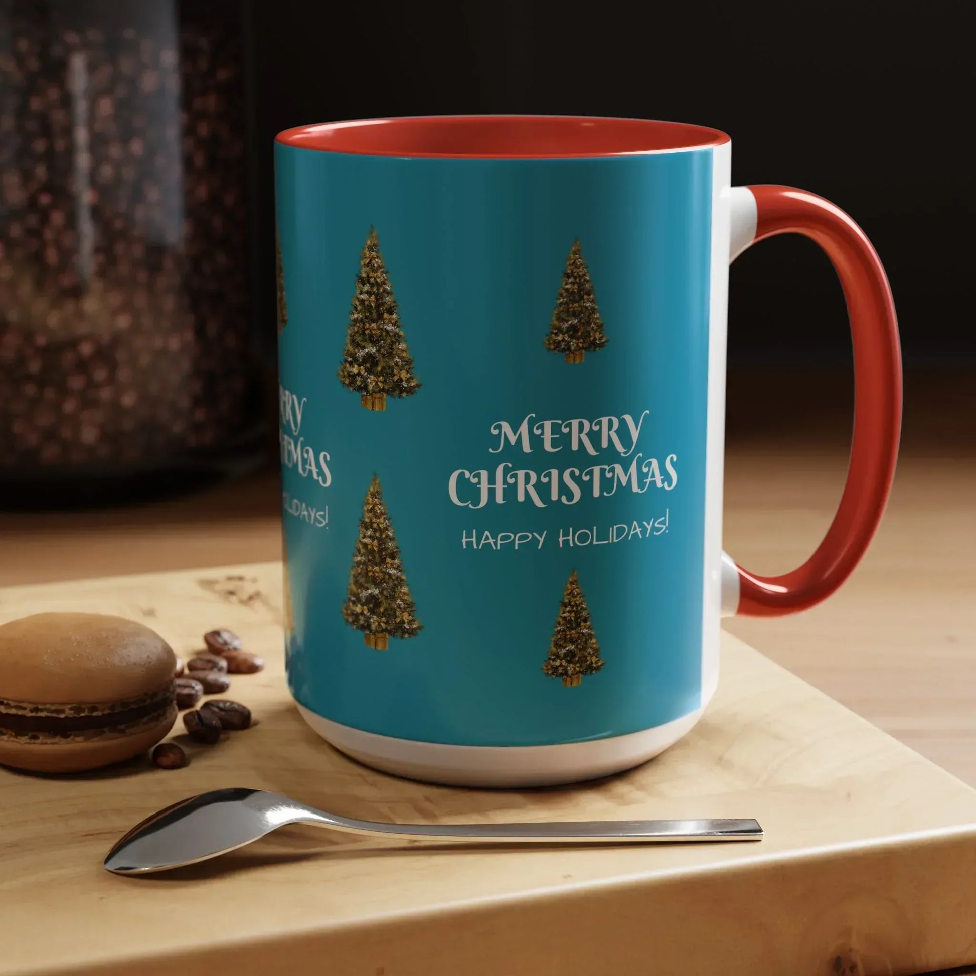 Merry Christmas and Happy Holidays Mug - Accent Coffee Mug (11, 15oz) - KARARMDESIGN