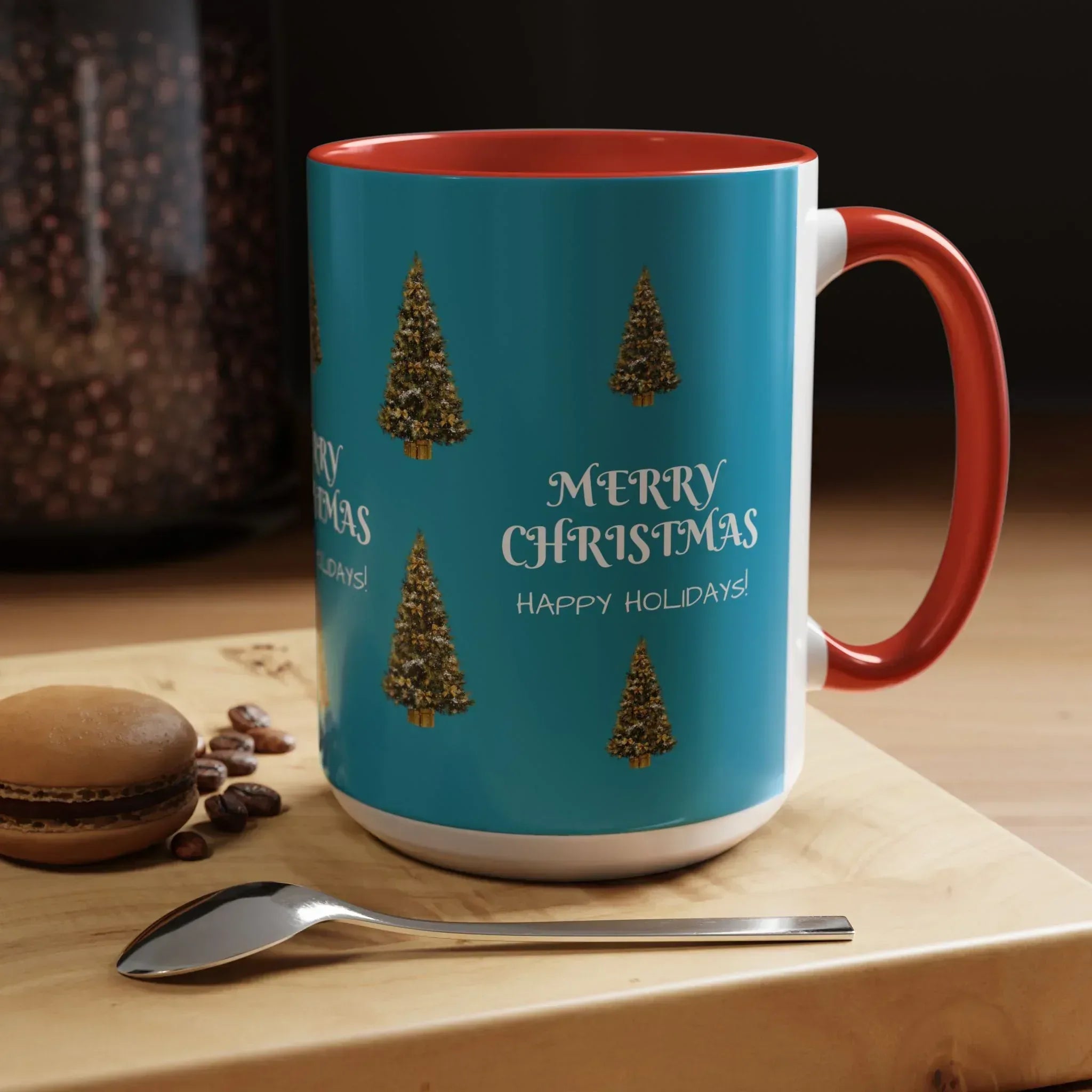 Merry Christmas and Happy Holidays Mug - Accent Coffee Mug (11, 15oz) - KARARMDESIGN
