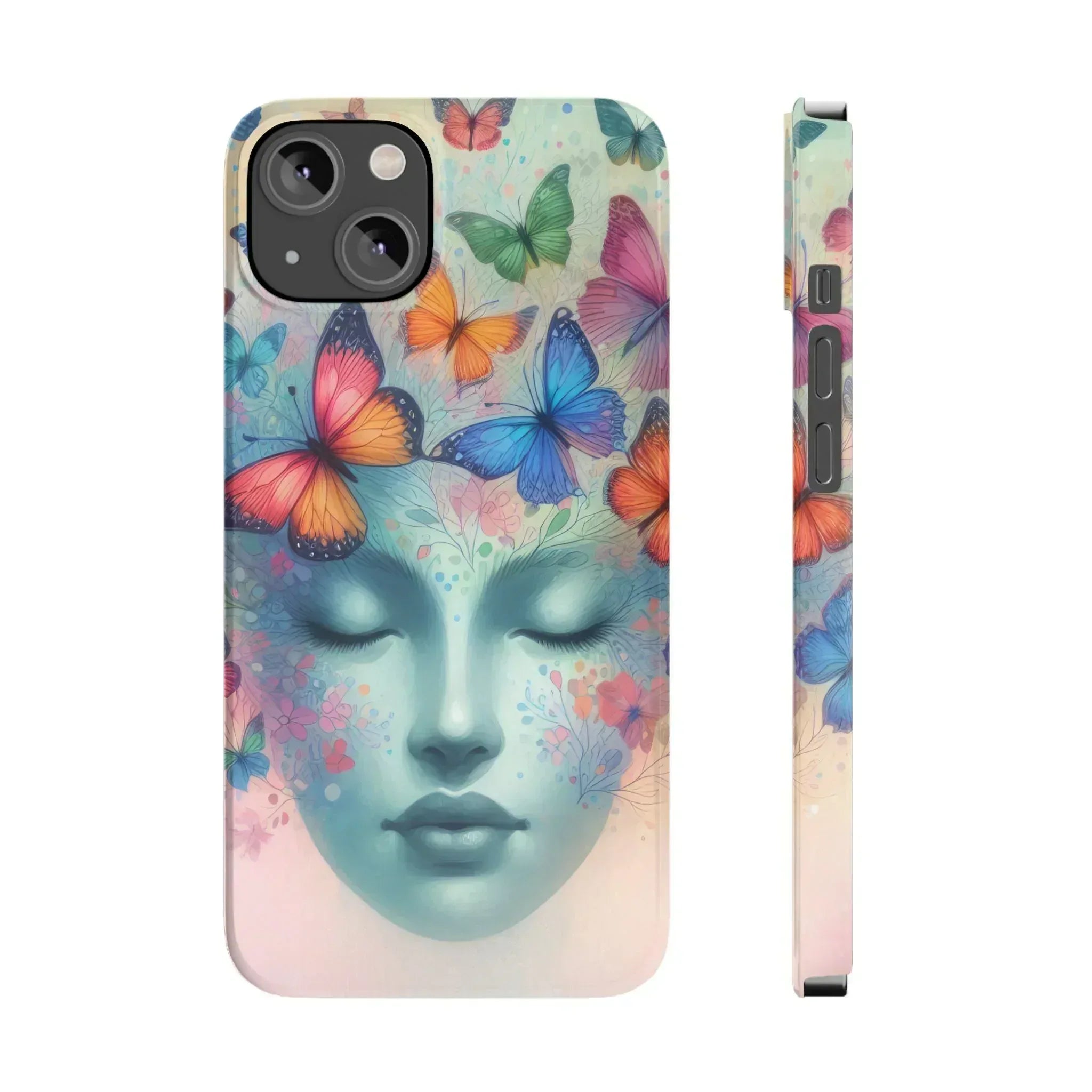 Butterfly Bloom Dreamy Woman Phone Case for iPhone - KARARMDESIGN