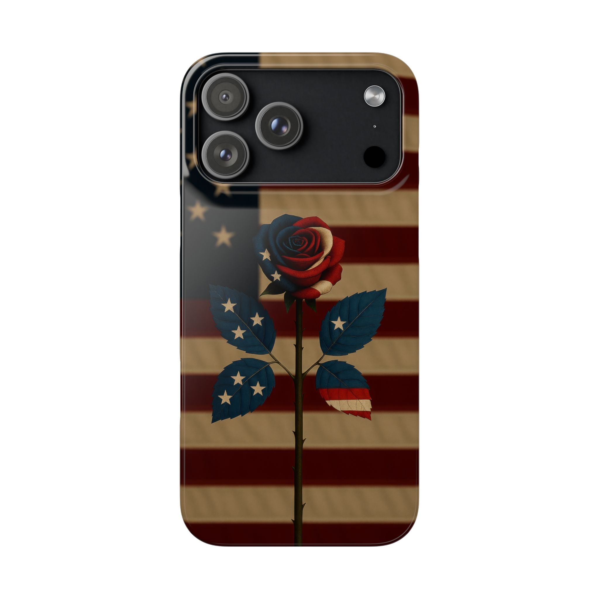 American Rose Flag Phone Case for iPhone 8-17 and Galaxy S20-S26