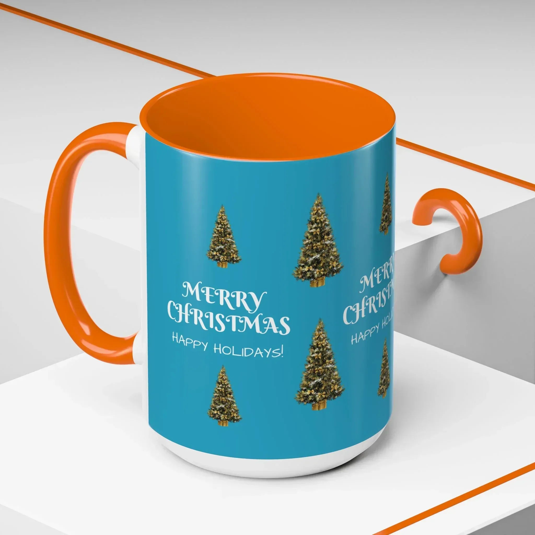 Merry Christmas and Happy Holidays Mug - Accent Coffee Mug (11, 15oz) - KARARMDESIGN