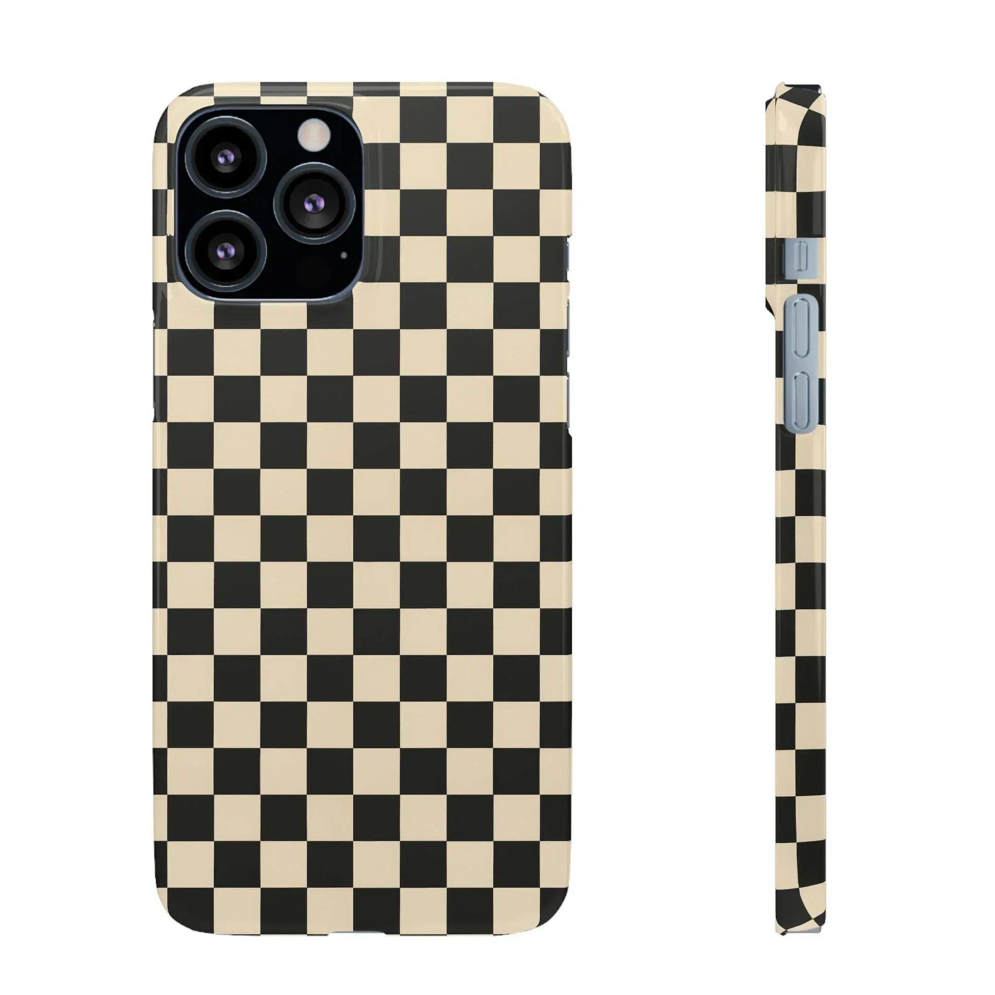 Stylish Matte Checker Phone Case for iPhone 11-17 and Galaxy S20-S25 - KARARMDESIGN