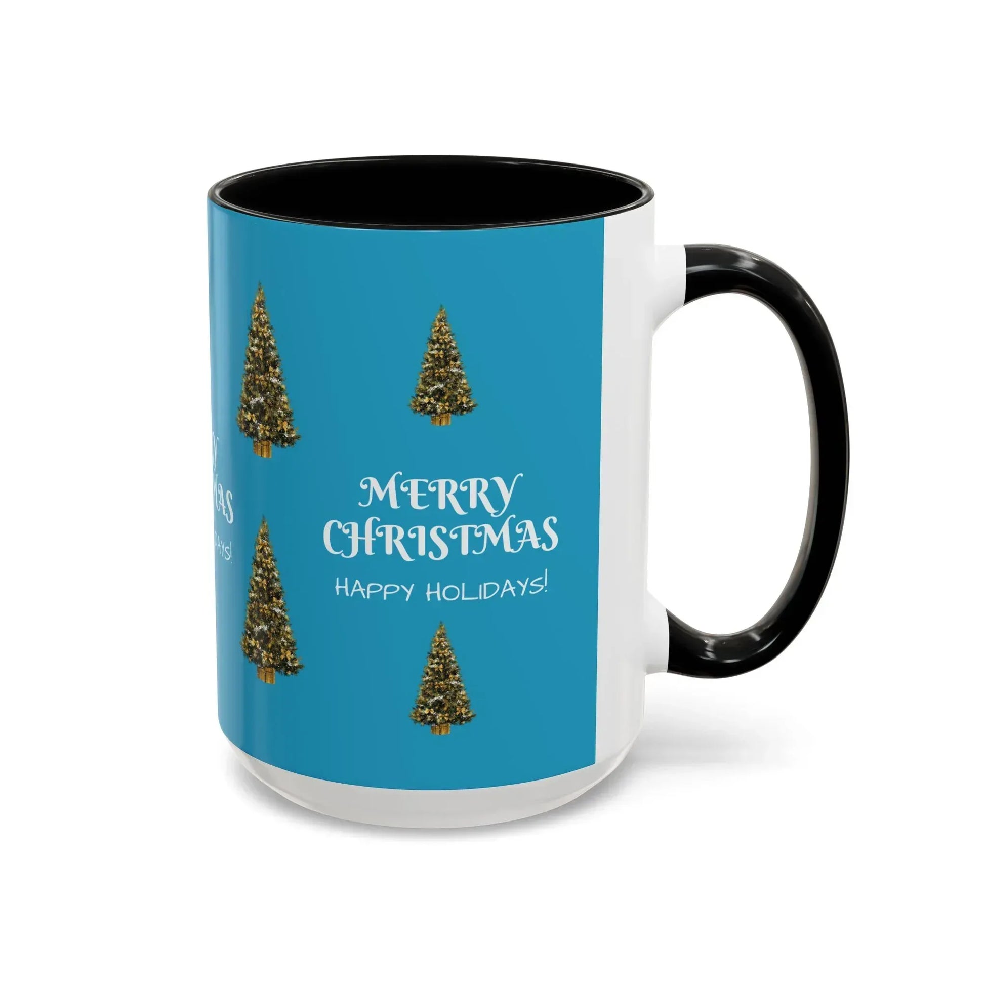 Merry Christmas and Happy Holidays Mug - Accent Coffee Mug (11, 15oz) - KARARMDESIGN
