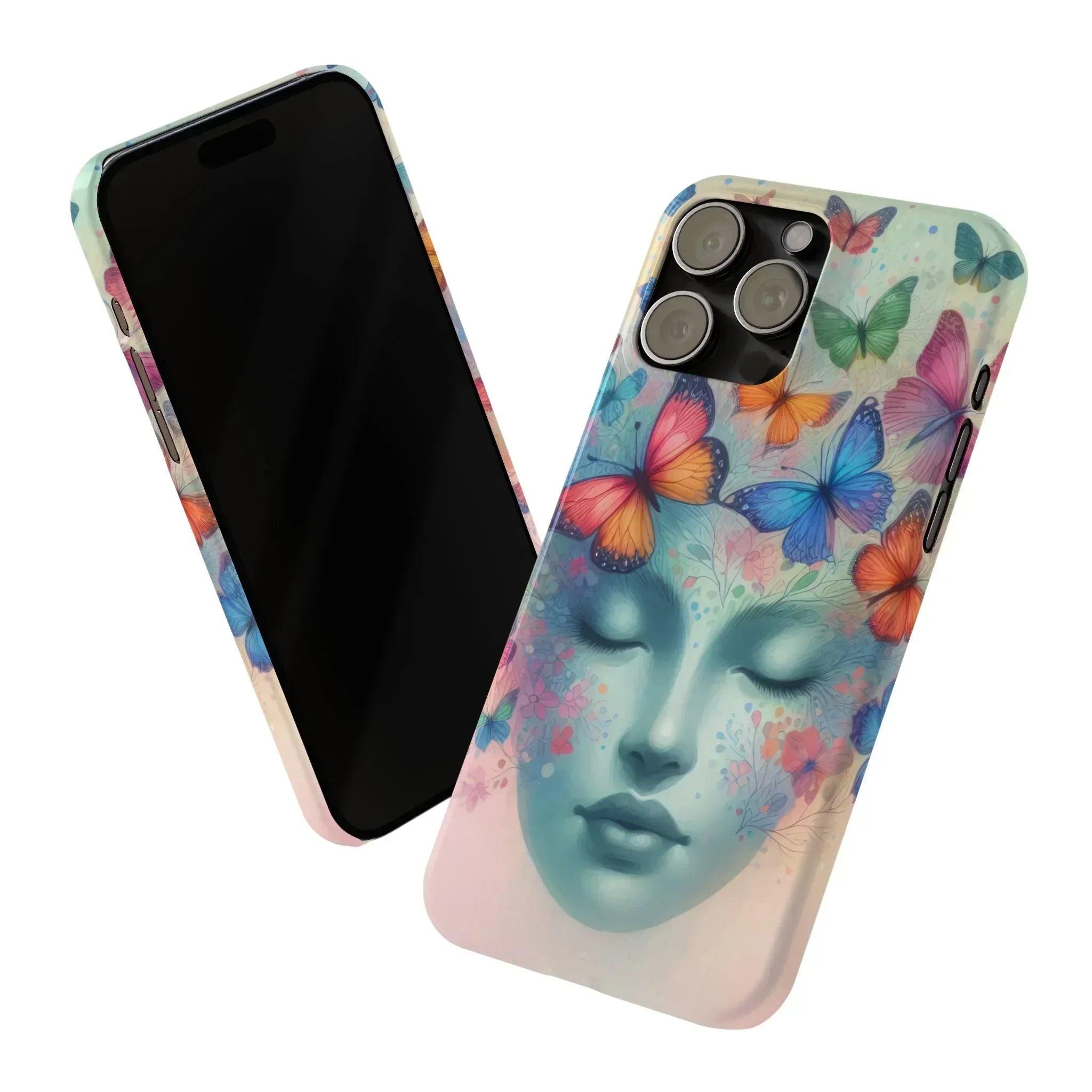 Butterfly Bloom Dreamy Woman Phone Case for iPhone - KARARMDESIGN