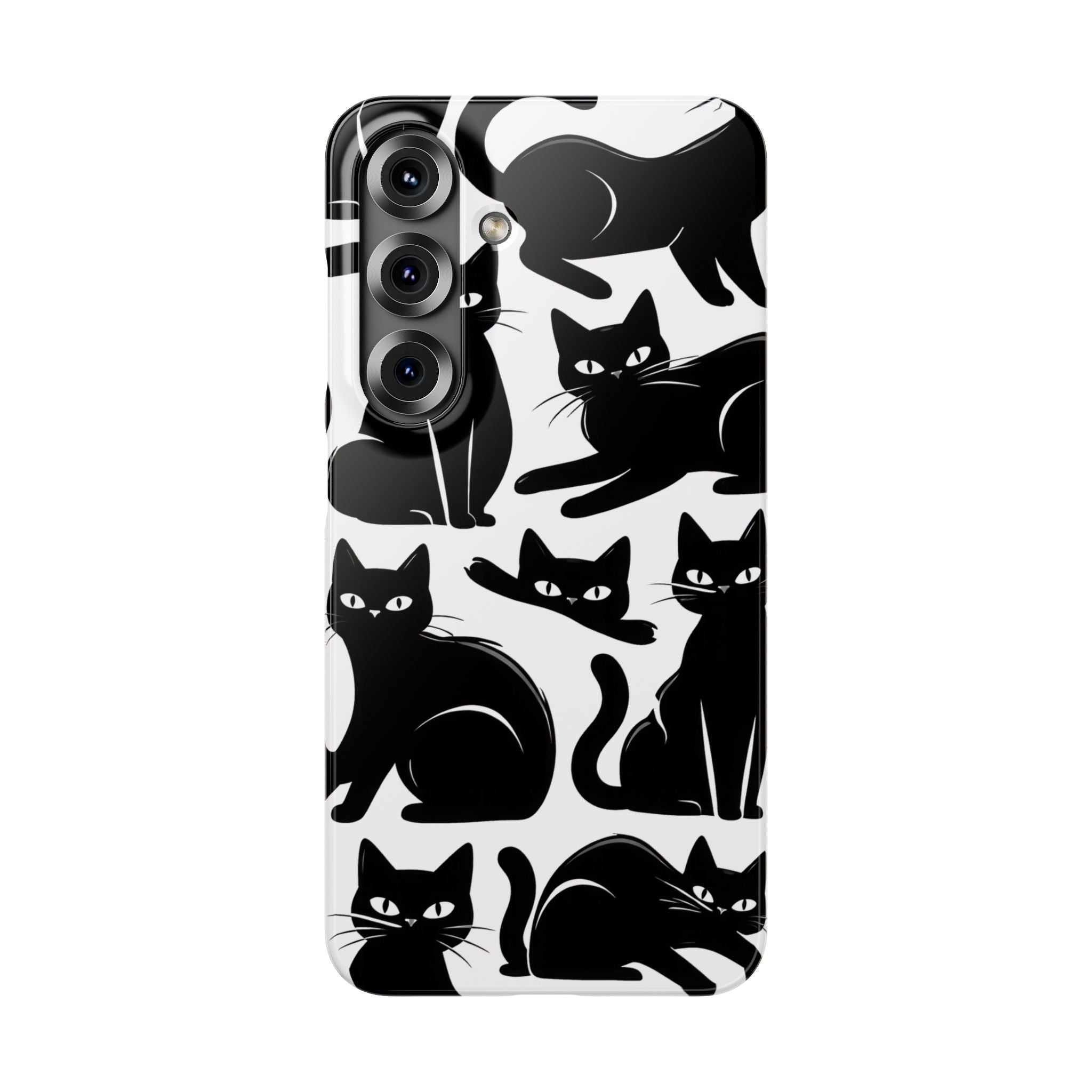 Black Cats Phone Case for iPhone 11-17 and Galaxy S20-S26