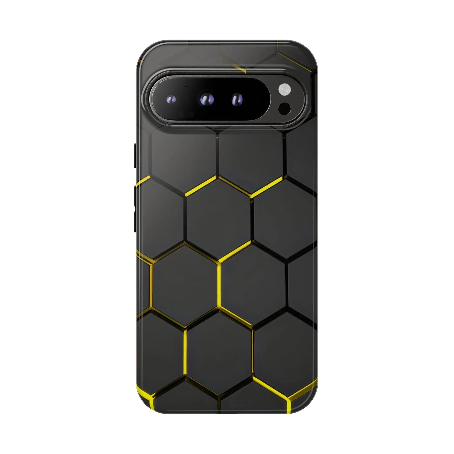 Black and Yellow Hexagon Geometric Tough Phone Case for Galaxy and Pixel - KarArmDesign