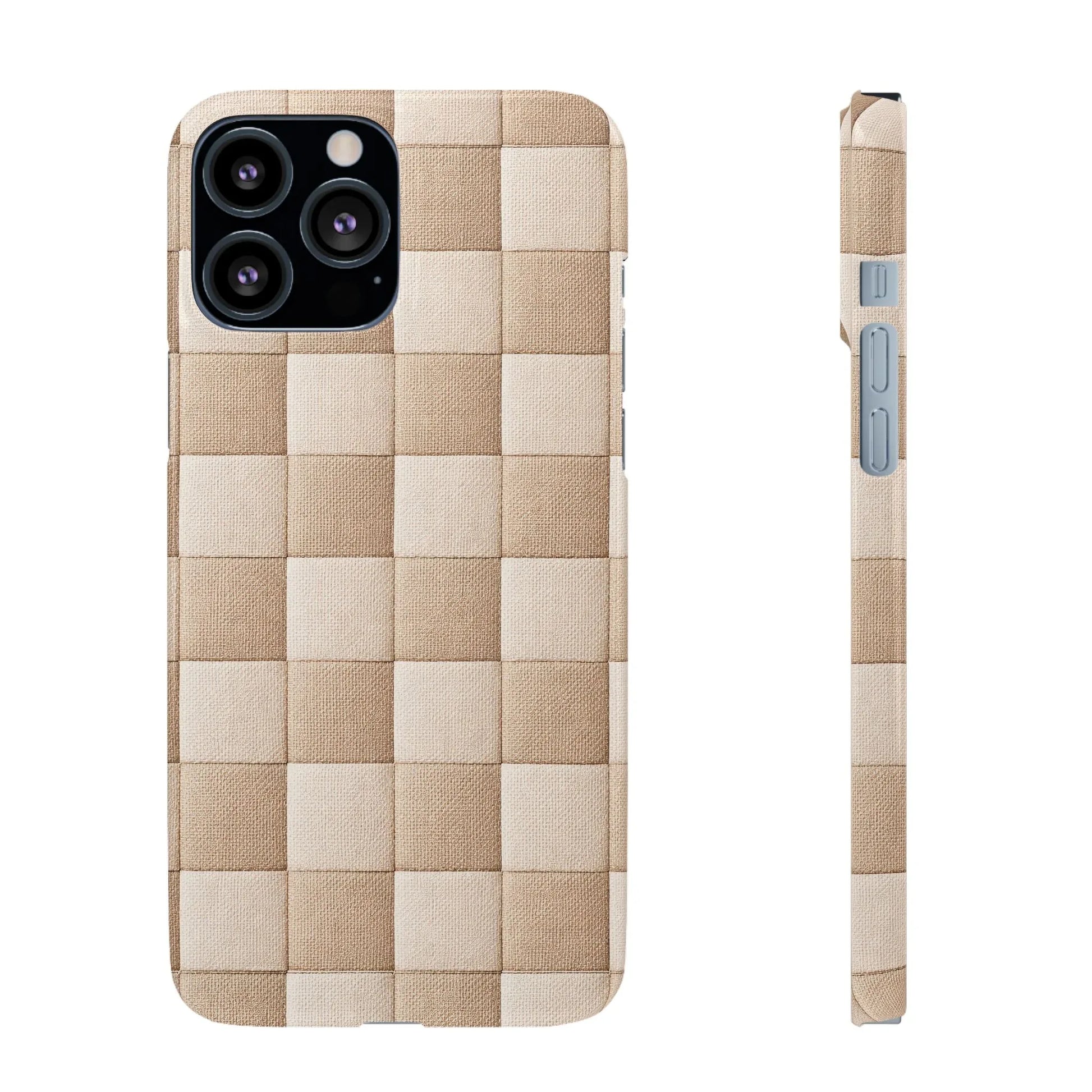 Beige Woven Phone Case for iPhone 11-17 and Galaxy S20-S25 - KARARMDESIGN