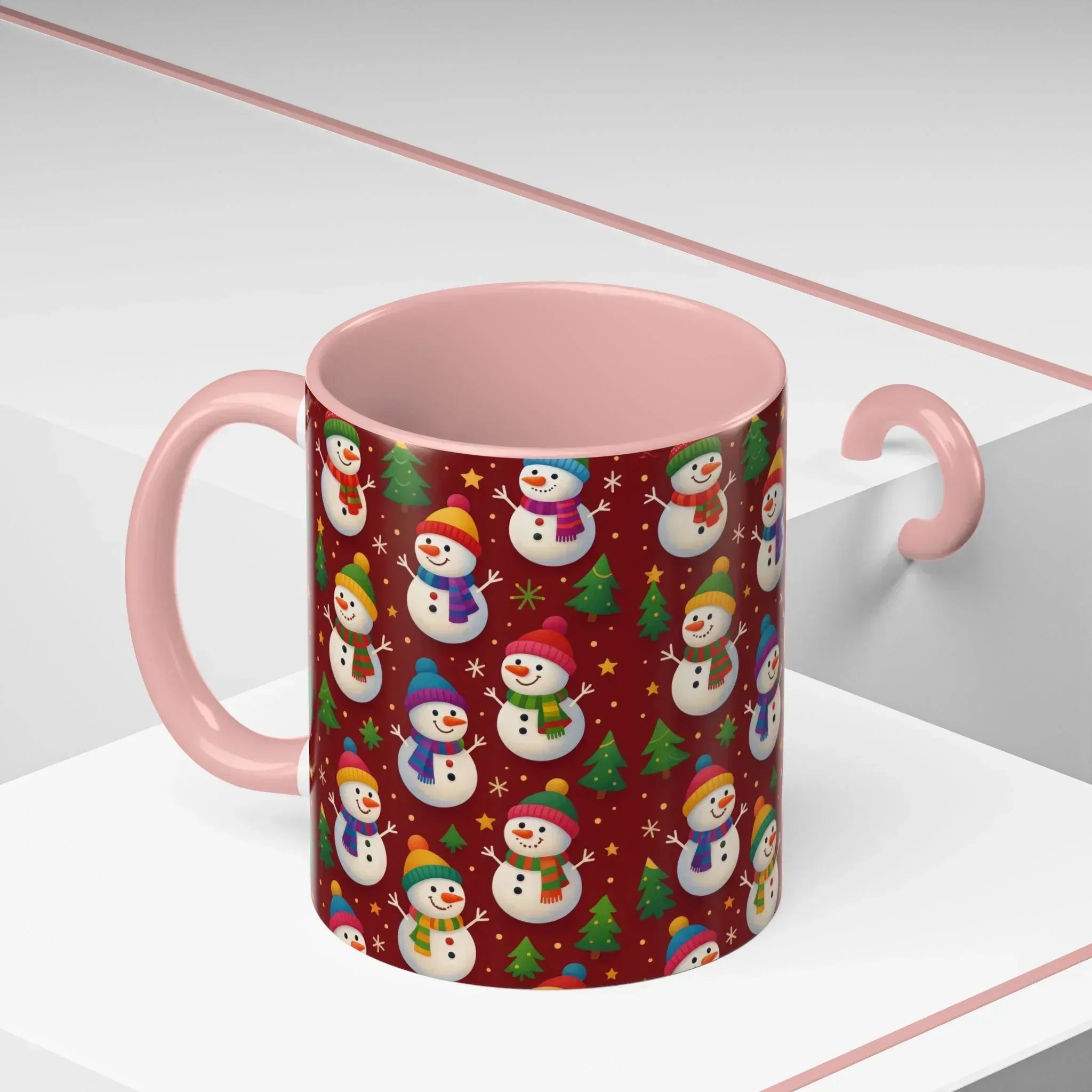 Festive Snowman Parade Accent Coffee Mug (11oz) - KARARMDESIGN