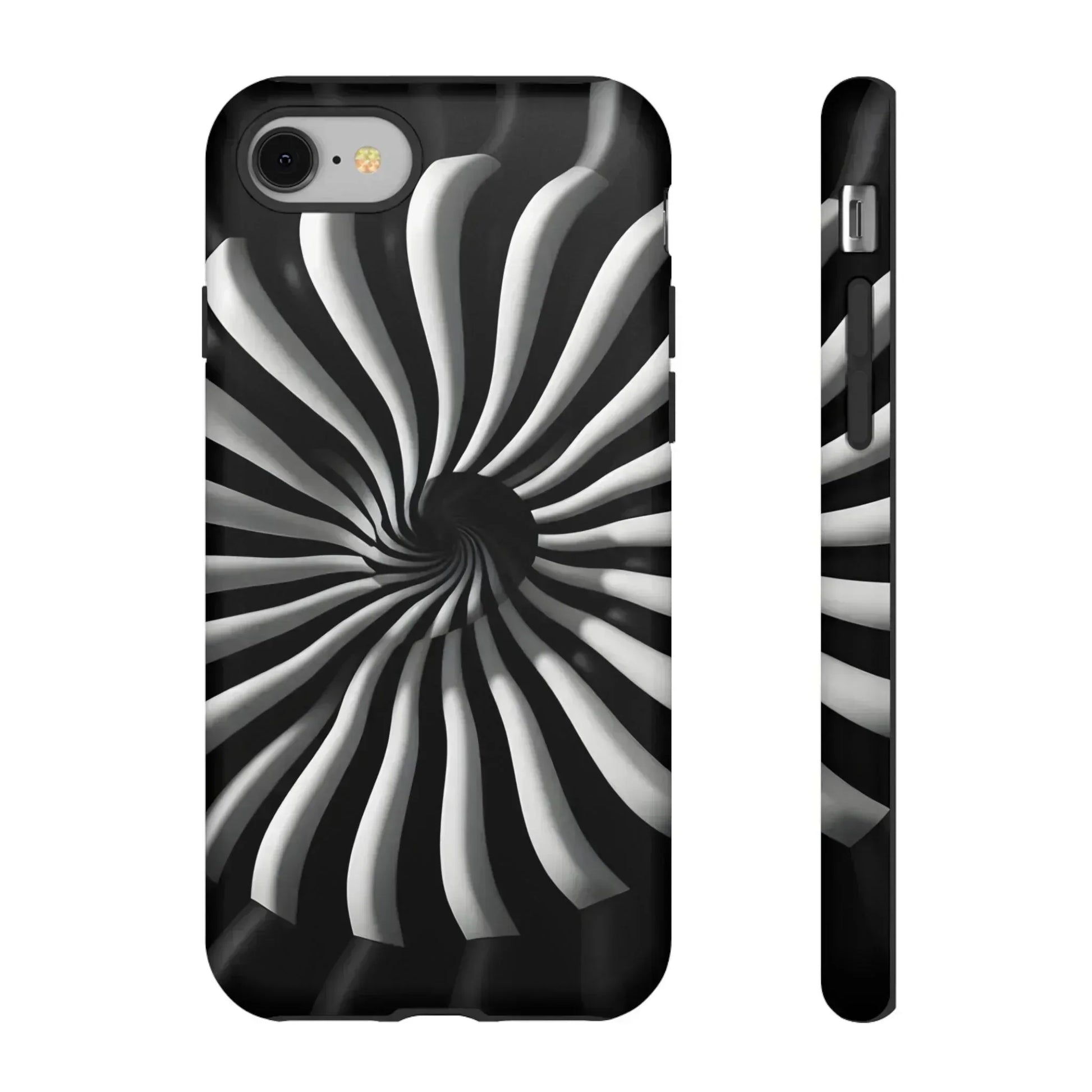 Hypnotic Black and White Spiral Phone Case for iPhone & Galaxy - KARARMDESIGN