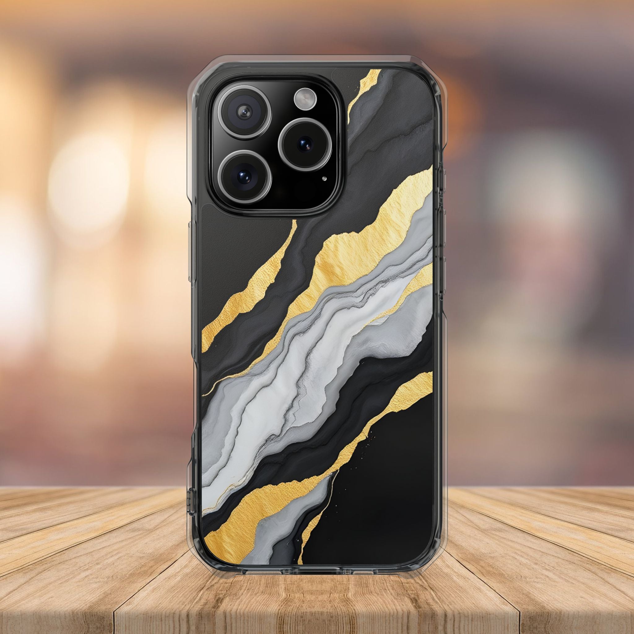 Luxury Black and Gold Marble Magnetic Phone Case for iPhone 14-17