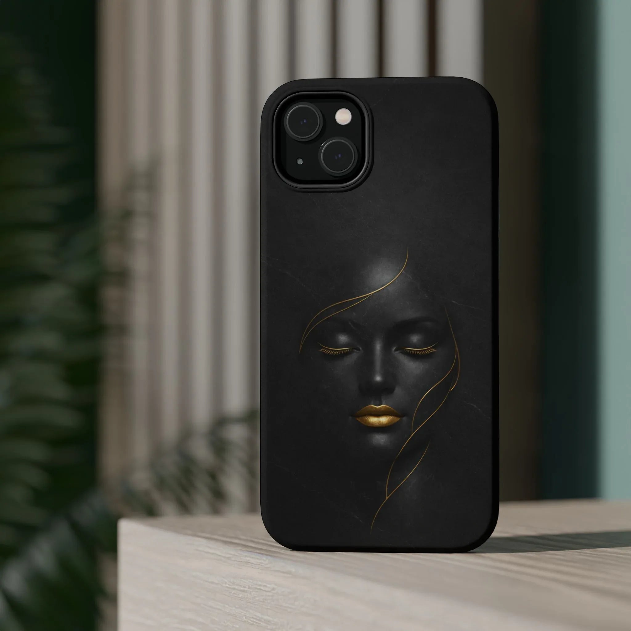Black Gold Face Phone Case for iPhone 13-17 - KARARMDESIGN