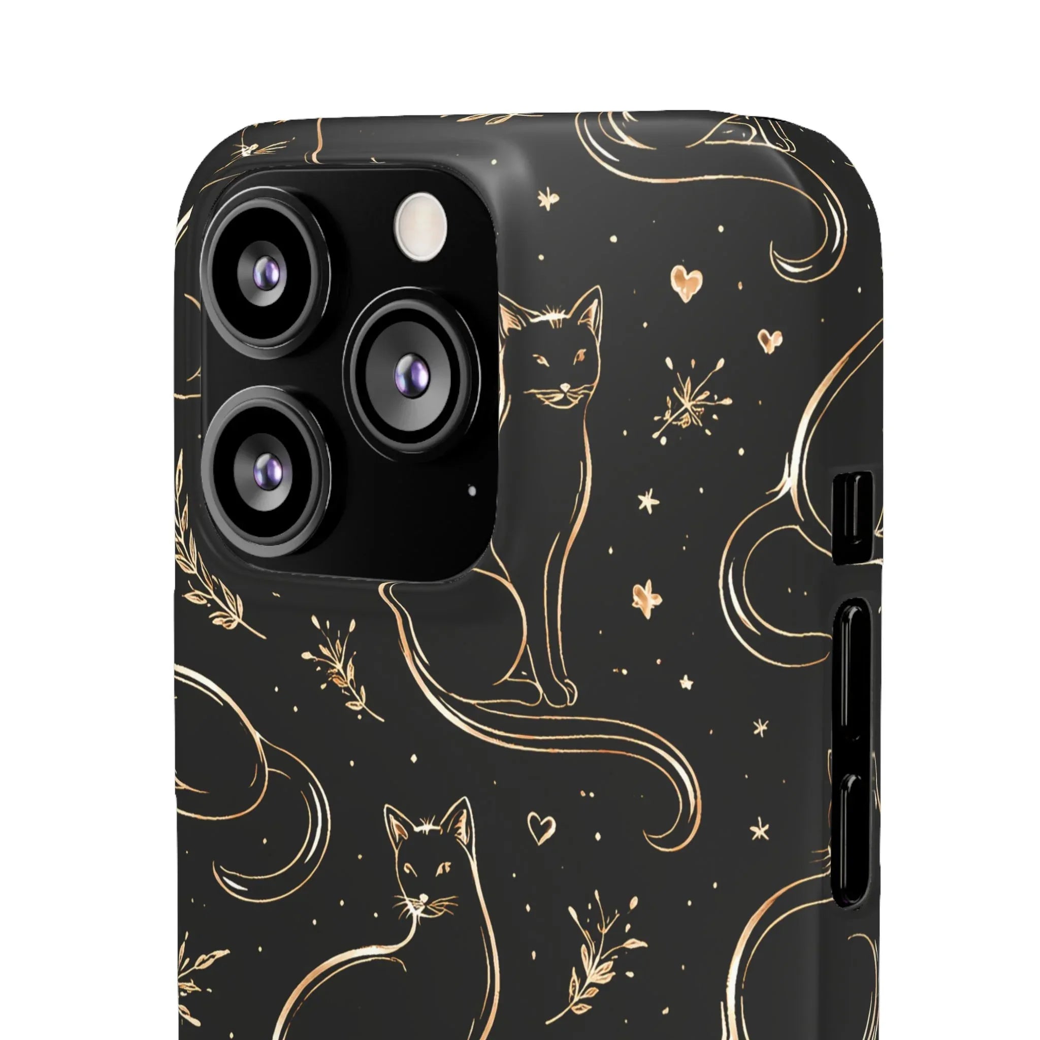 Golden Cat Pattern Phone Case for iPhone 11–17 & Galaxy S21–S25 - KARARMDESIGN