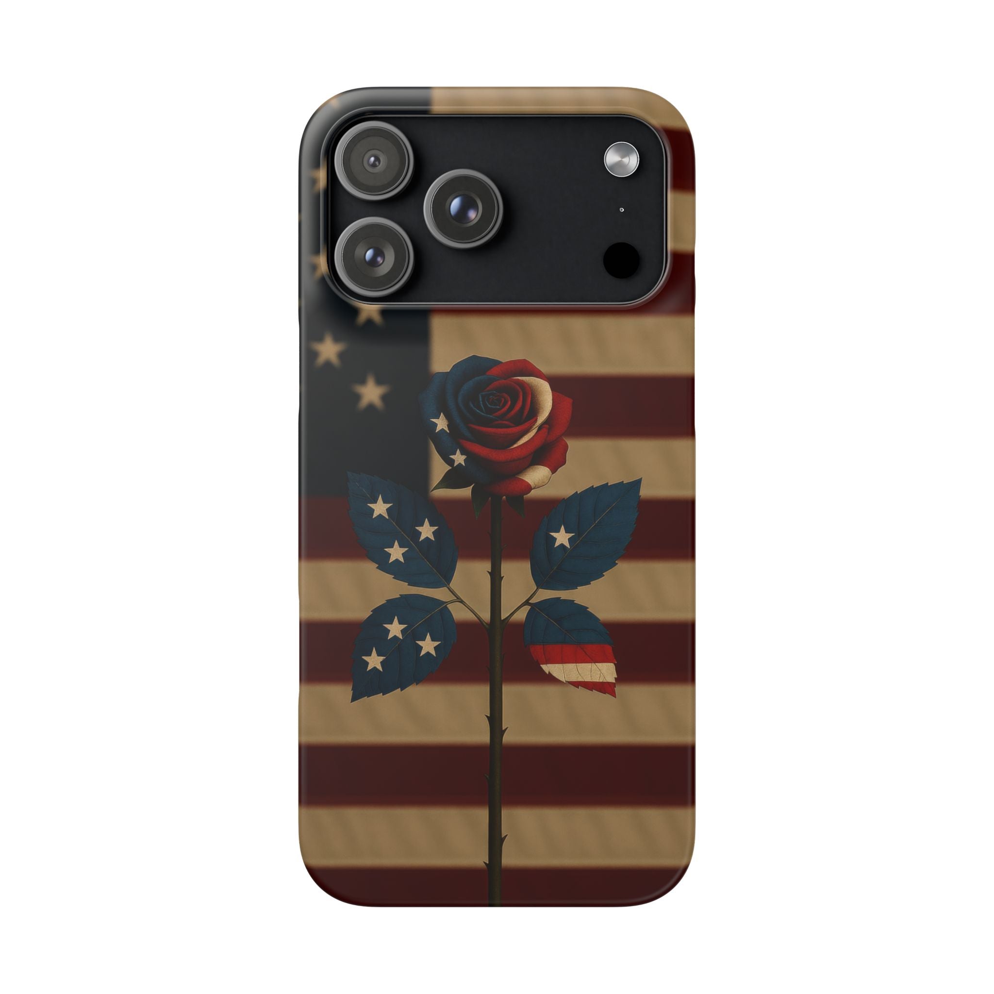 American Rose Flag Phone Case for iPhone 8-17 and Galaxy S20-S26