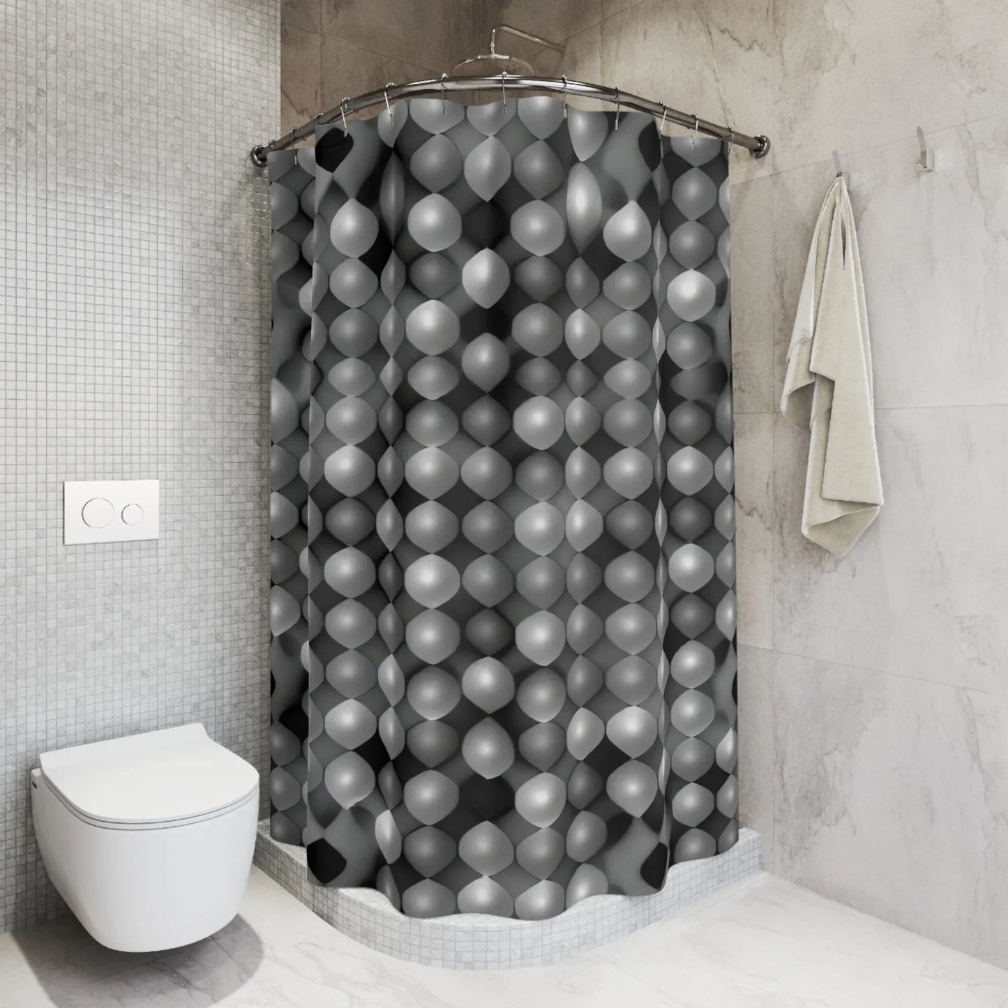Modern Geometric Shower Curtain – 3D Patterned Design for Stylish Bathrooms - KarArmDesign