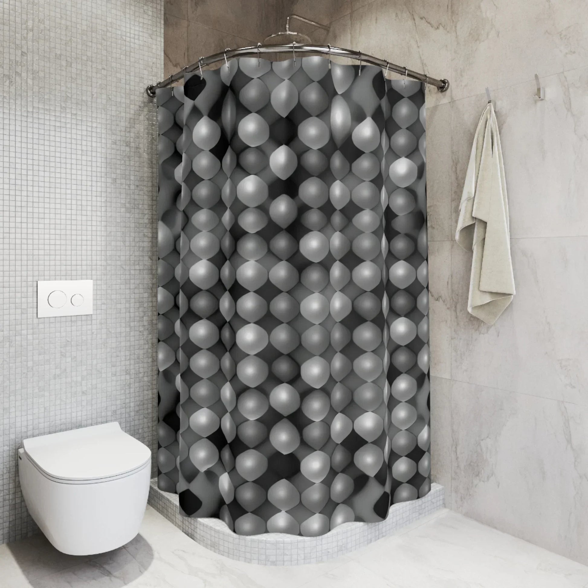 Modern Geometric Shower Curtain – 3D Patterned Design for Stylish Bathrooms - KarArmDesign
