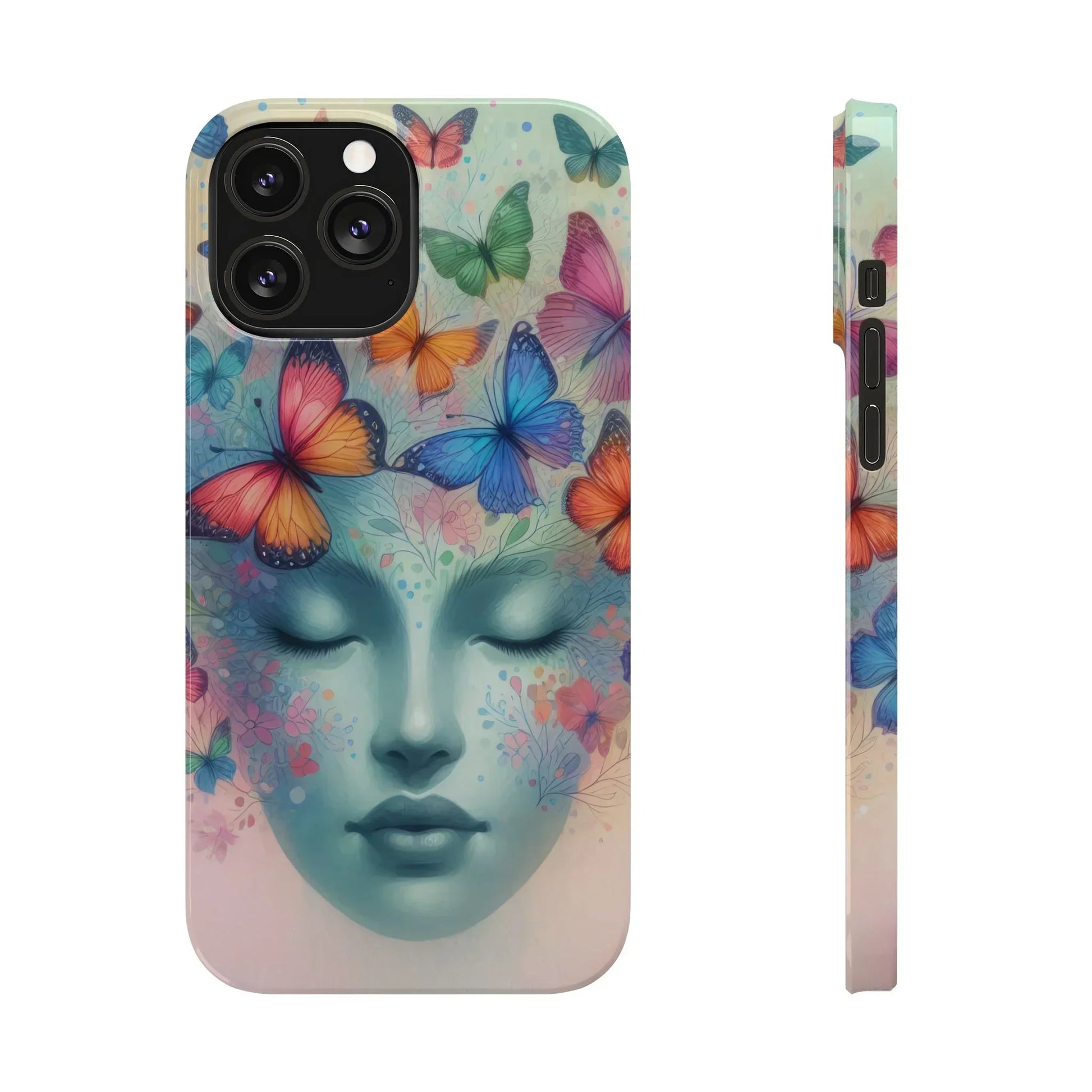 Butterfly Bloom Dreamy Woman with Closed Eyes Tough Phone Case for iPhone - KarArmDesign