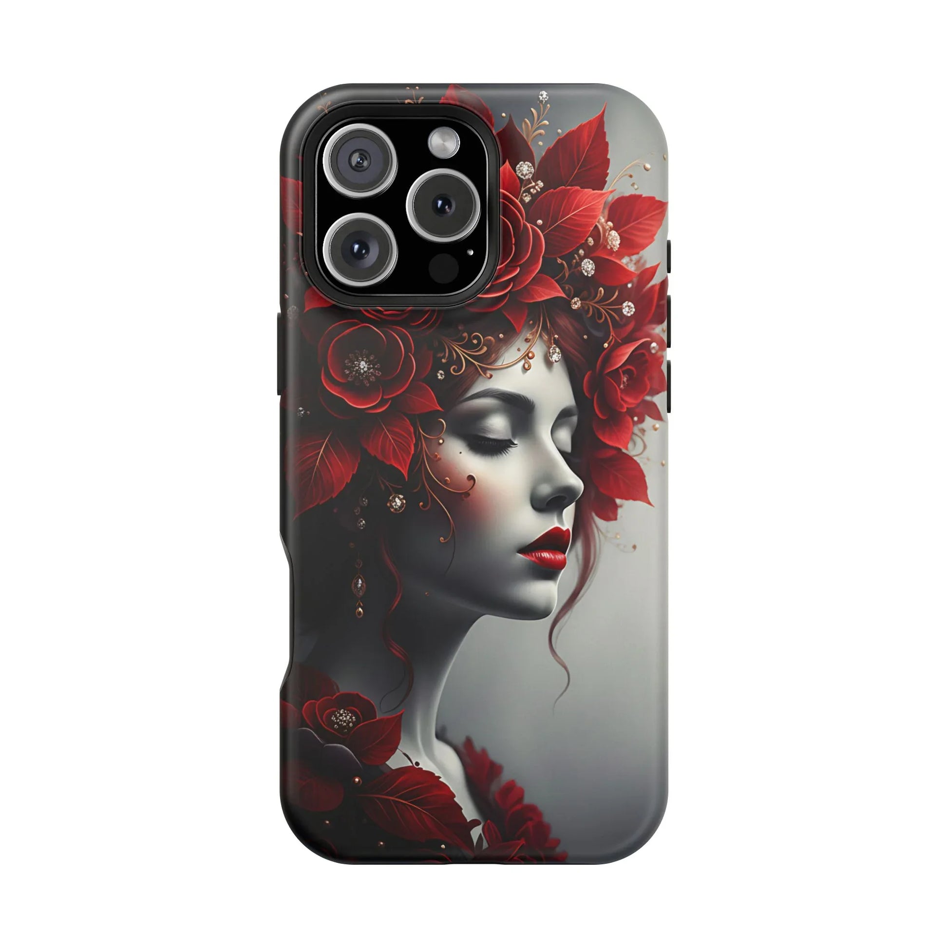 Scarlet Bloom Portrait Phone Case for iPhone 13-17 - KARARMDESIGN