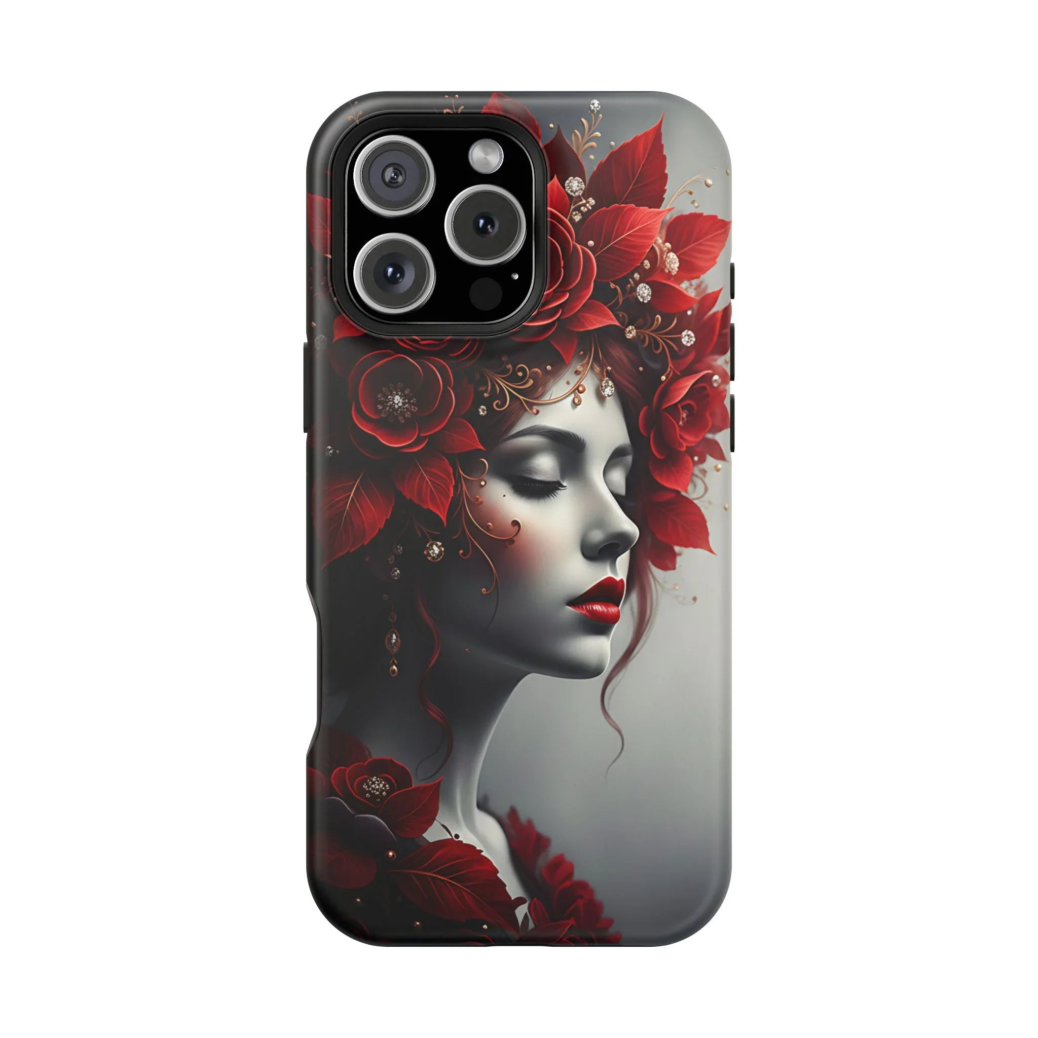 Scarlet Bloom Portrait Phone Case for iPhone 13-17 - KARARMDESIGN