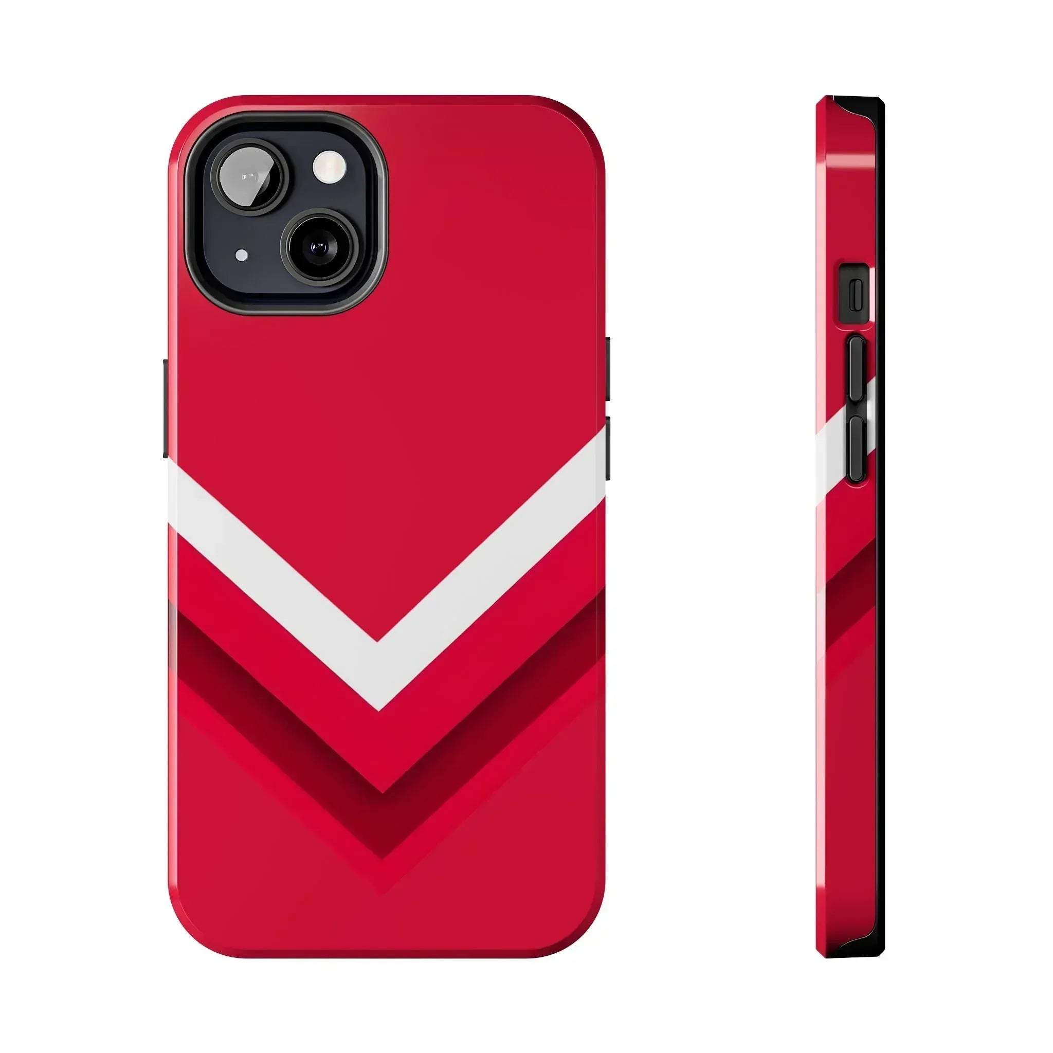 Red Chevron Armor Phone Case for iPhone 11–16 & Galaxy S21–S24 - KARARMDESIGN