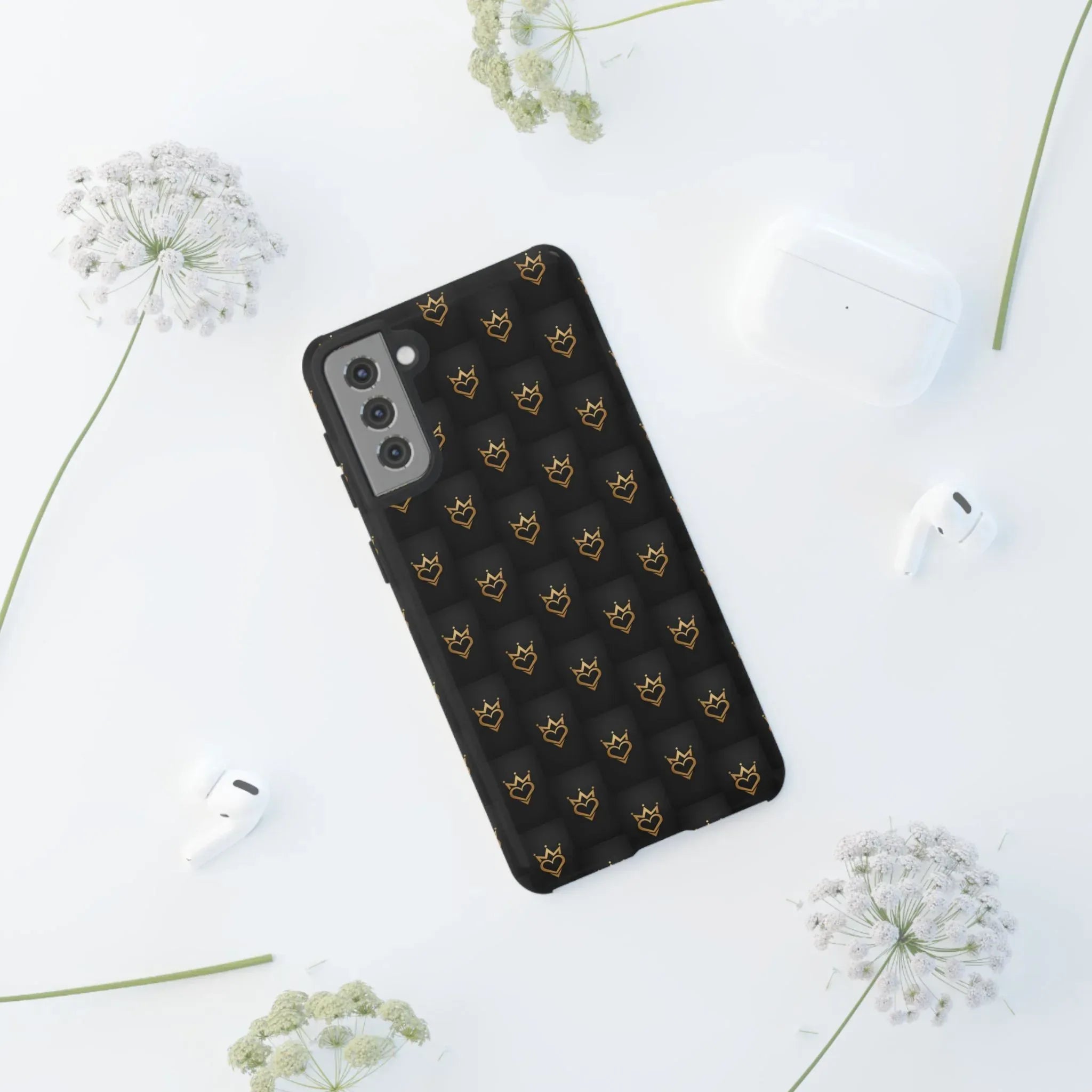 Crowned Heart Doodle Phone Case for iPhone 11-17 & Galaxy S10-S25 - KARARMDESIGN