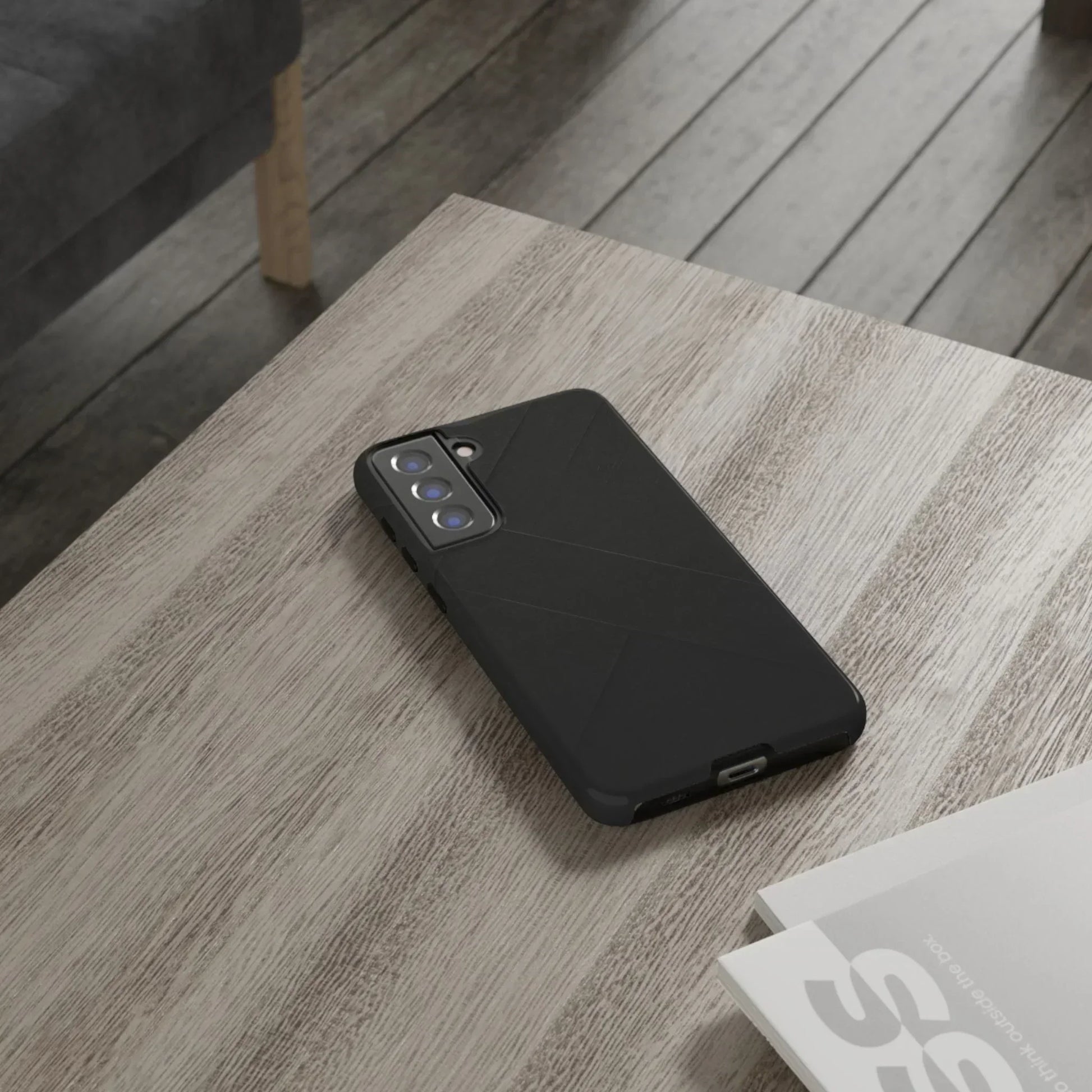 Matte Black Diagonal Line Phone Case for iPhone 8-16 and Galaxy S10-S25 Models - KarArmDesign
