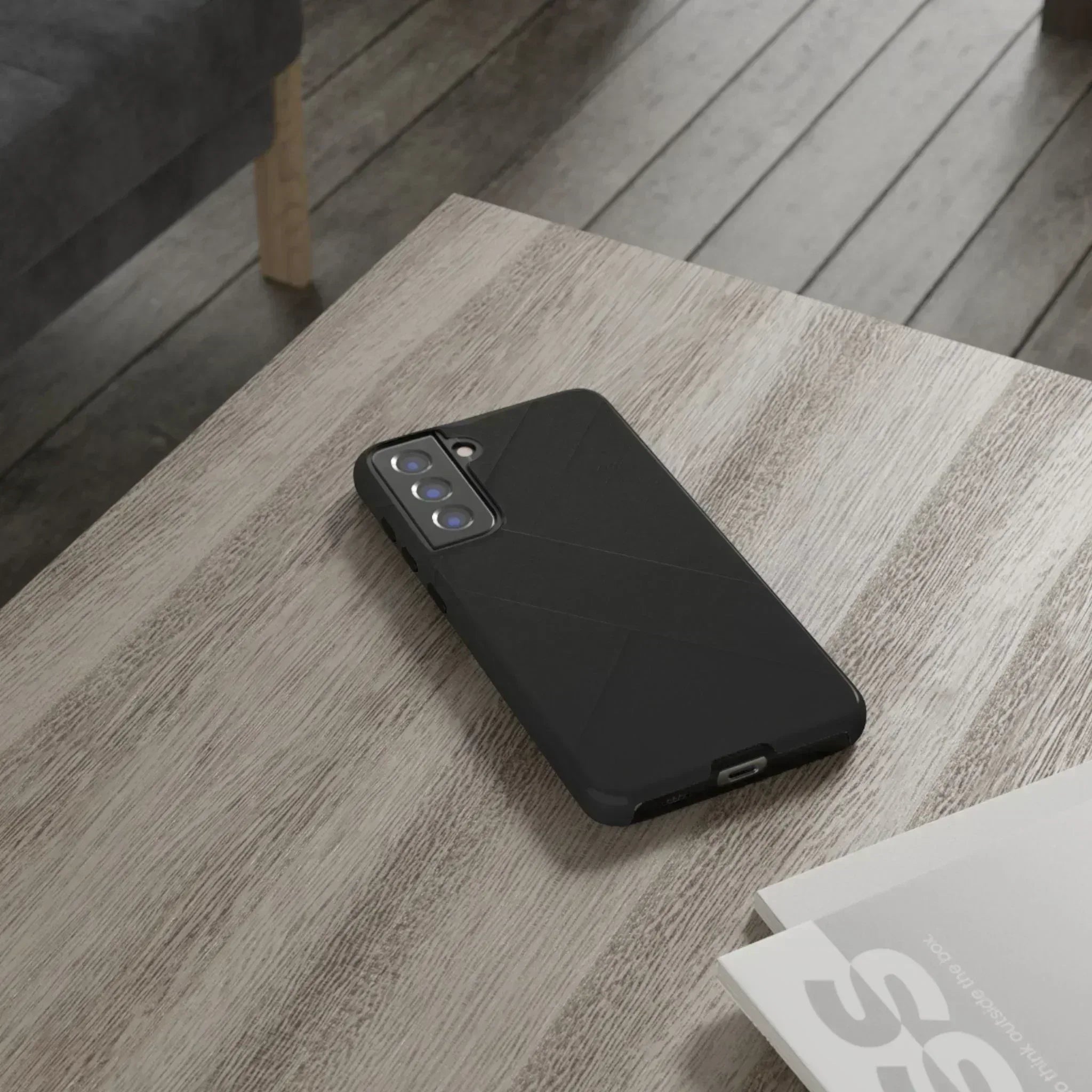 Matte Black Diagonal Line Phone Case for iPhone 8-16 and Galaxy S10-S25 - KARARMDESIGN