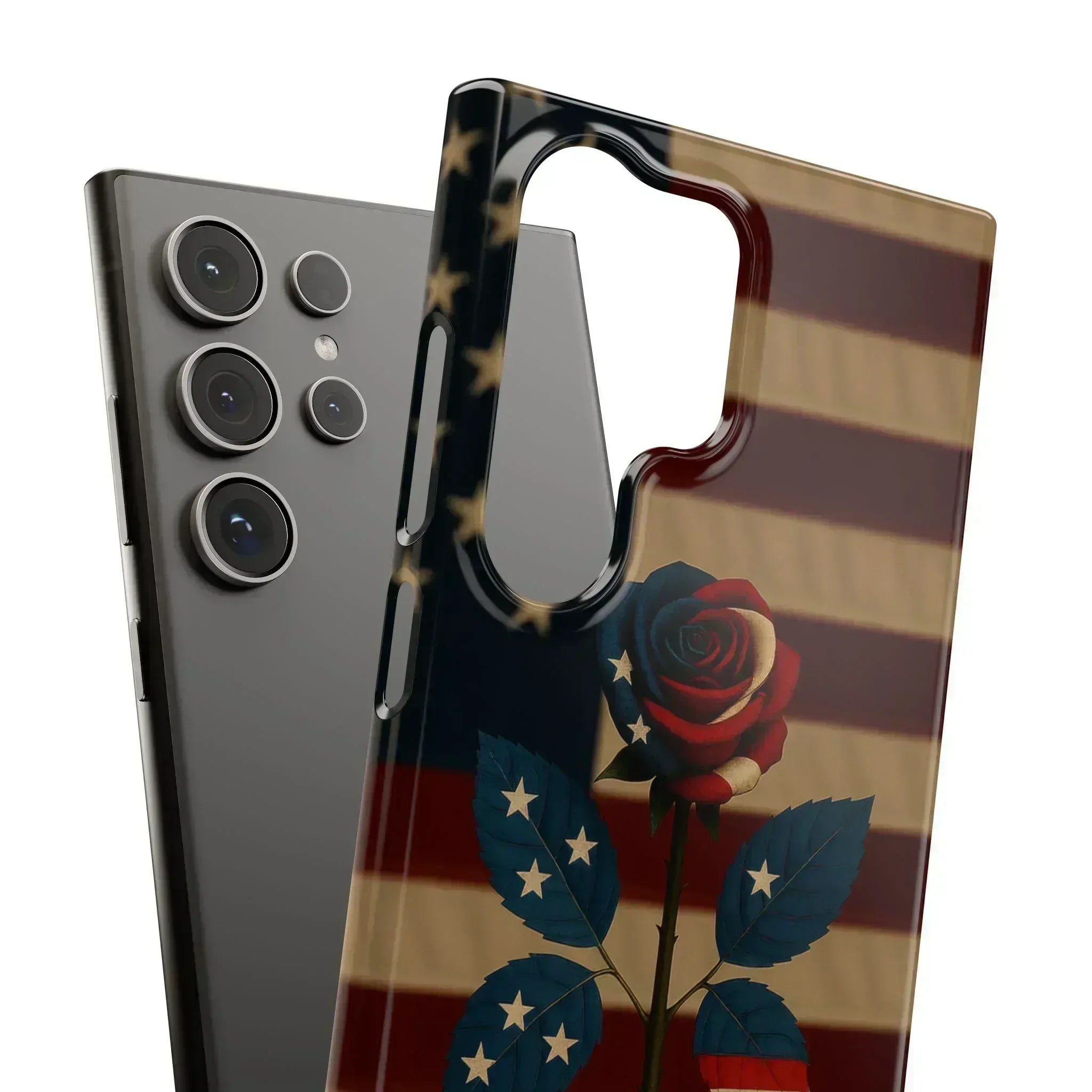 American Rose Flag Phone Case for iPhone 8-16 and Galaxy S10-S24 - KARARMDESIGN