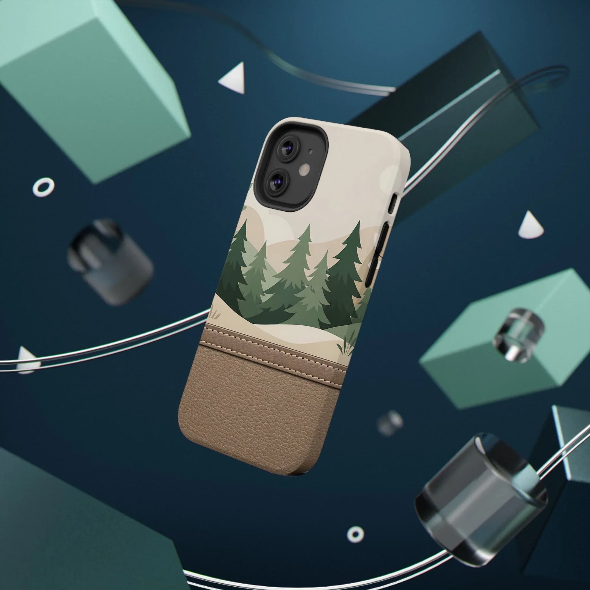 Forest Leather Phone Case for iPhone 11-17 and Galaxy S21-S25 - KARARMDESIGN