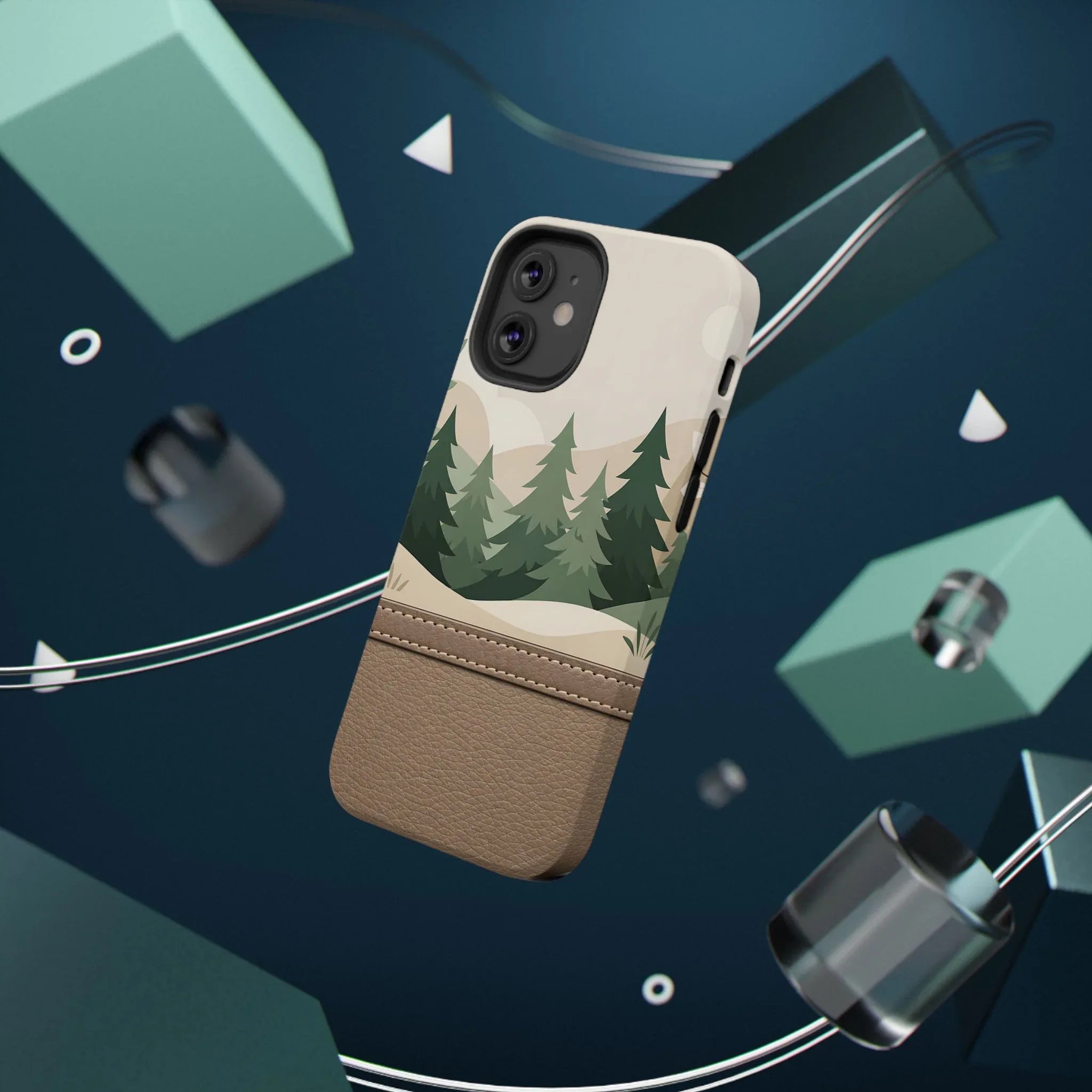 Forest Leather Phone Case for iPhone 11-17 and Galaxy S21-S25 - KARARMDESIGN
