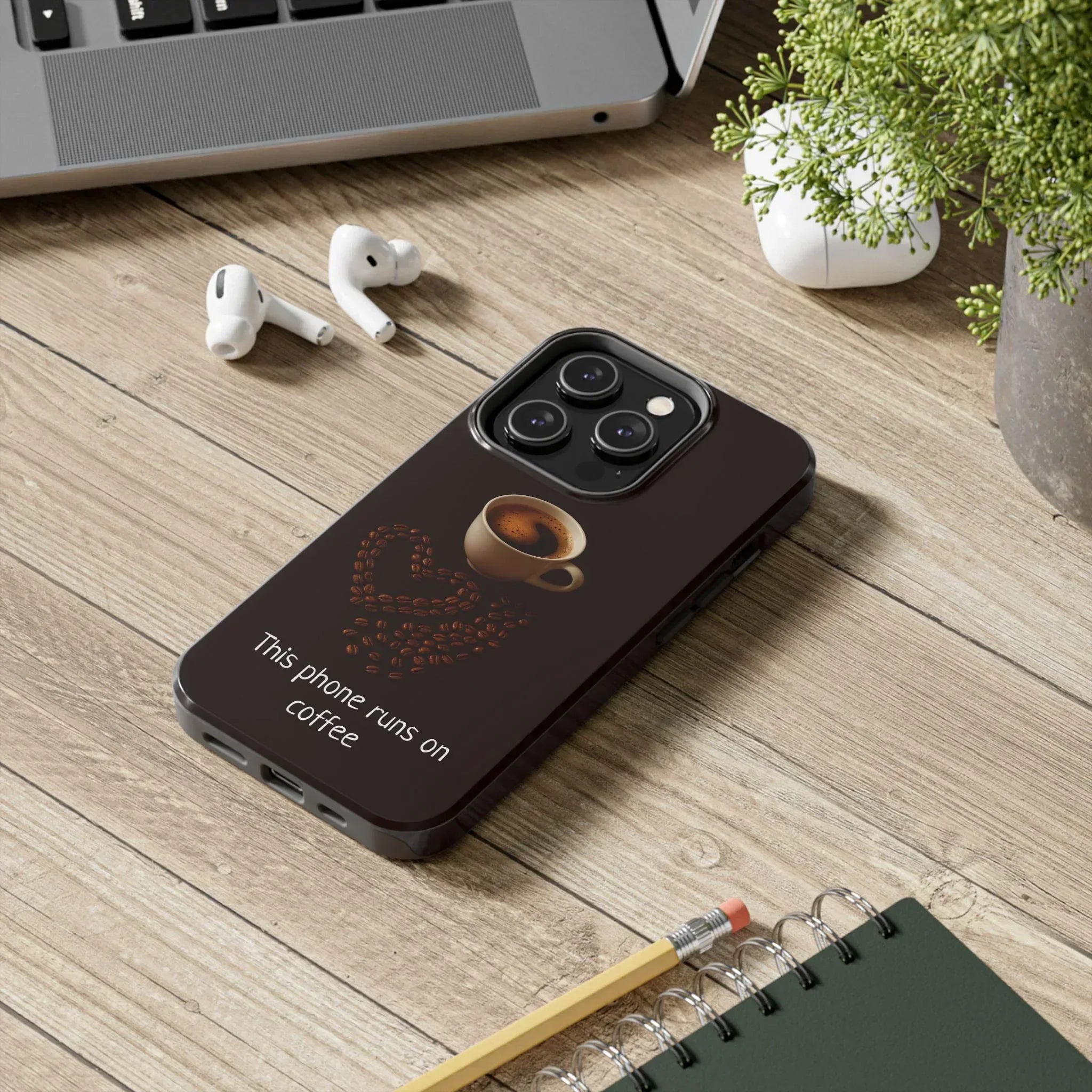 This Phone Runs On Coffee Quote Phone Case for iPhone and Galaxy - KARARMDESIGN