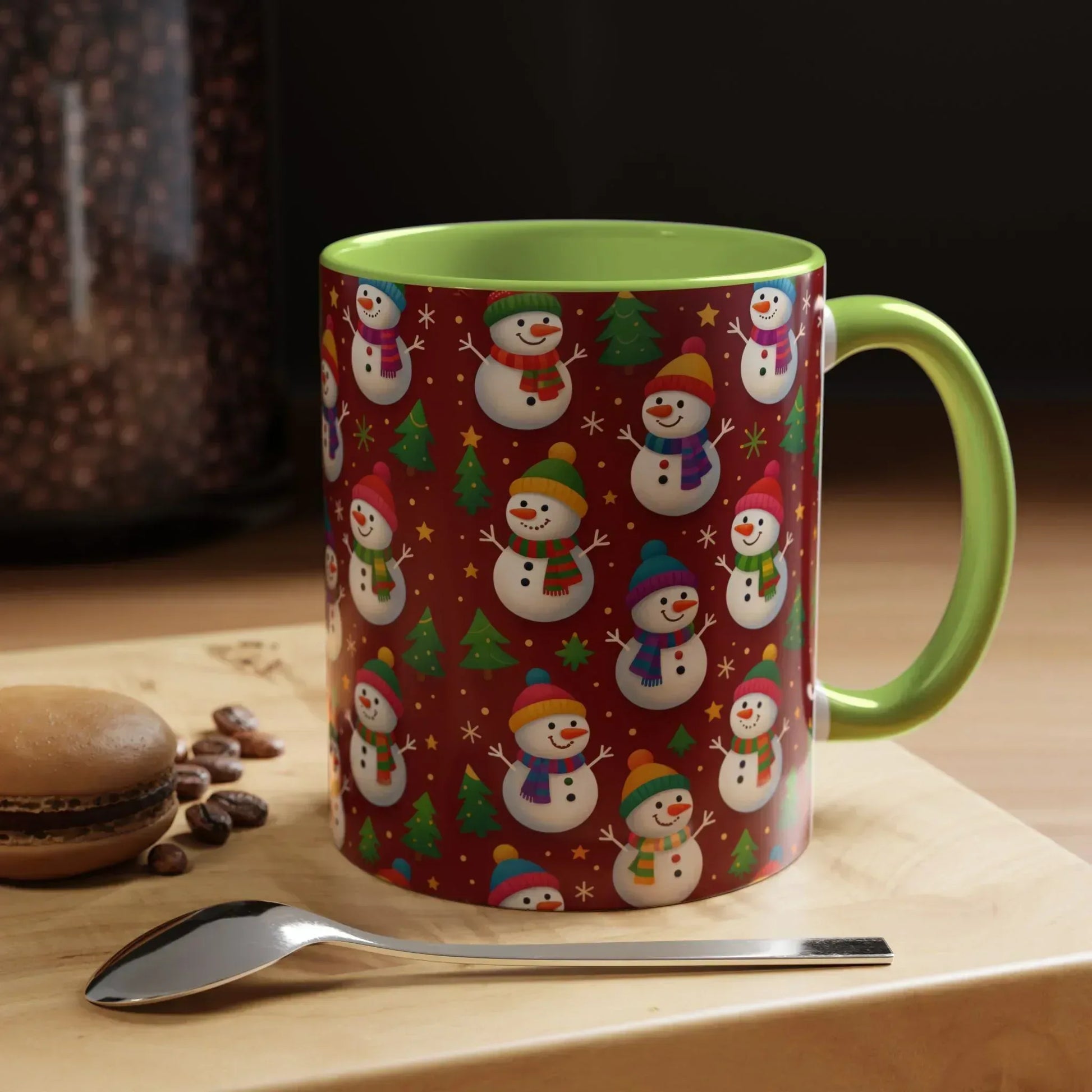 Festive Snowman Parade Accent Coffee Mug (11oz) - KARARMDESIGN
