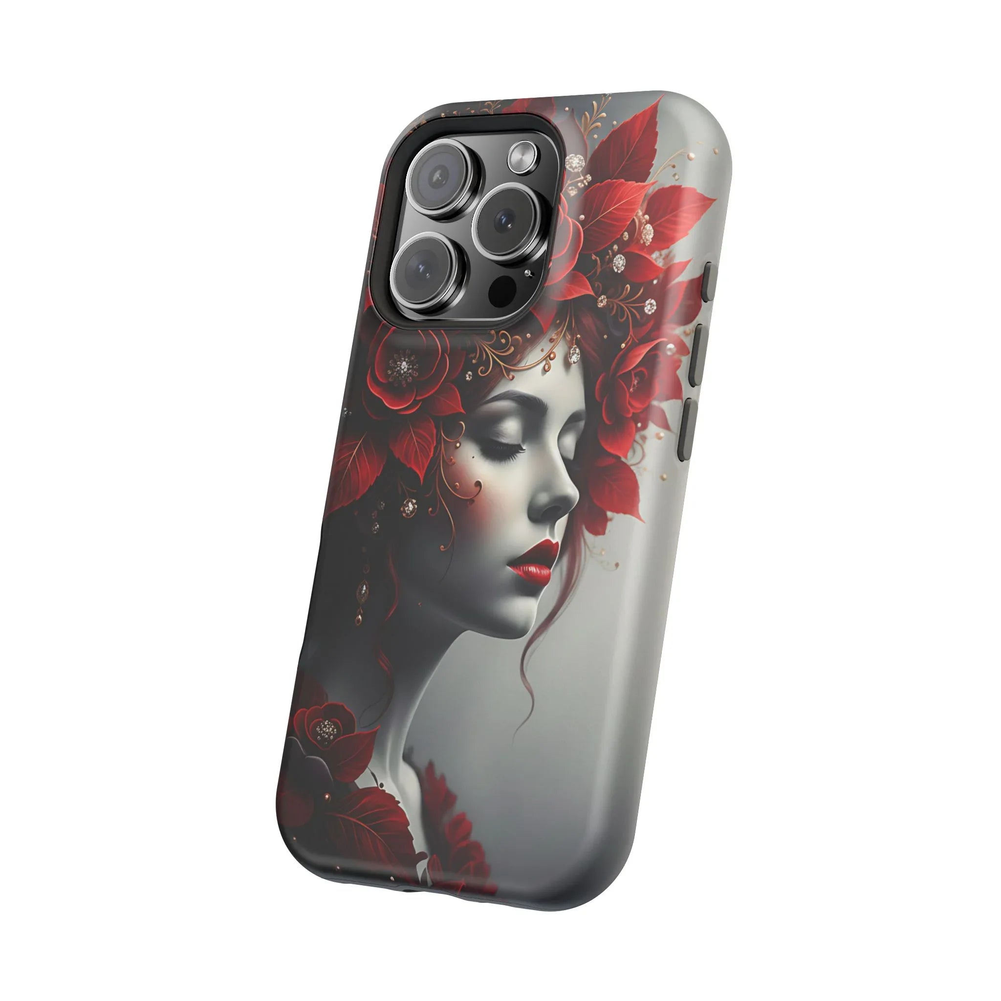 Scarlet Bloom Portrait Phone Case for iPhone 13-17 - KARARMDESIGN