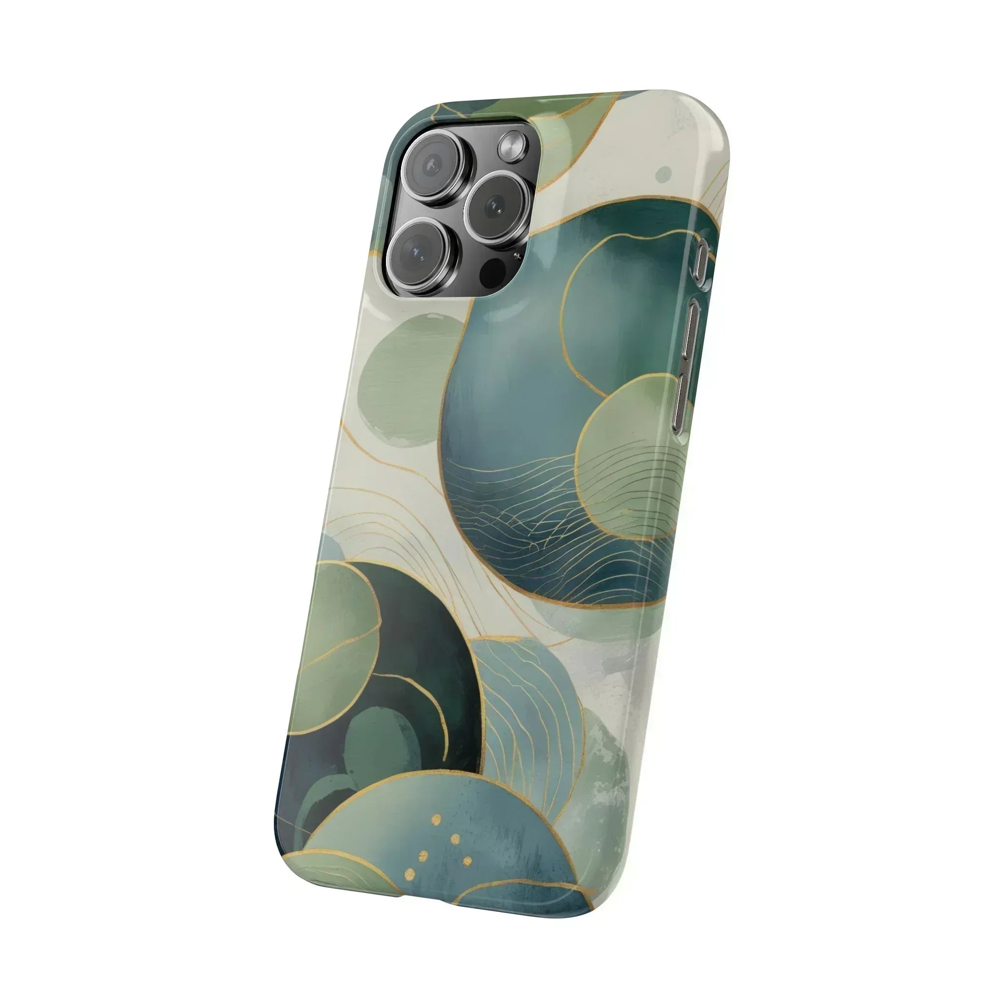 Abstract Teal Slim Phone Case for iPhone 12-16 - KARARMDESIGN