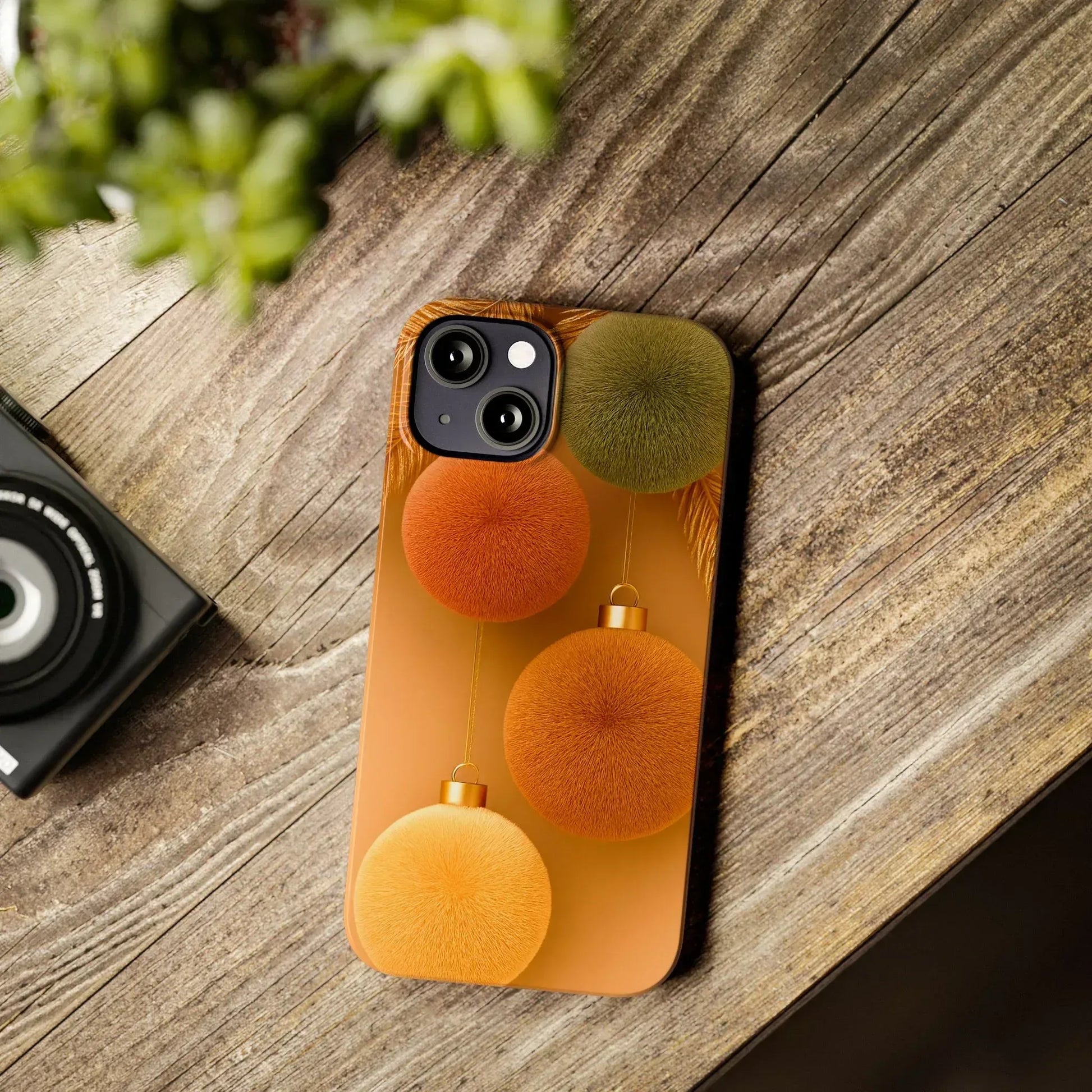 Golden Fuzz Ornaments Phone Case for iPhone 11-17 - KARARMDESIGN