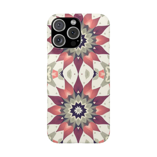 Burgundy mandala phone case for iPhone 7 to 16 Models - KarArmDesign