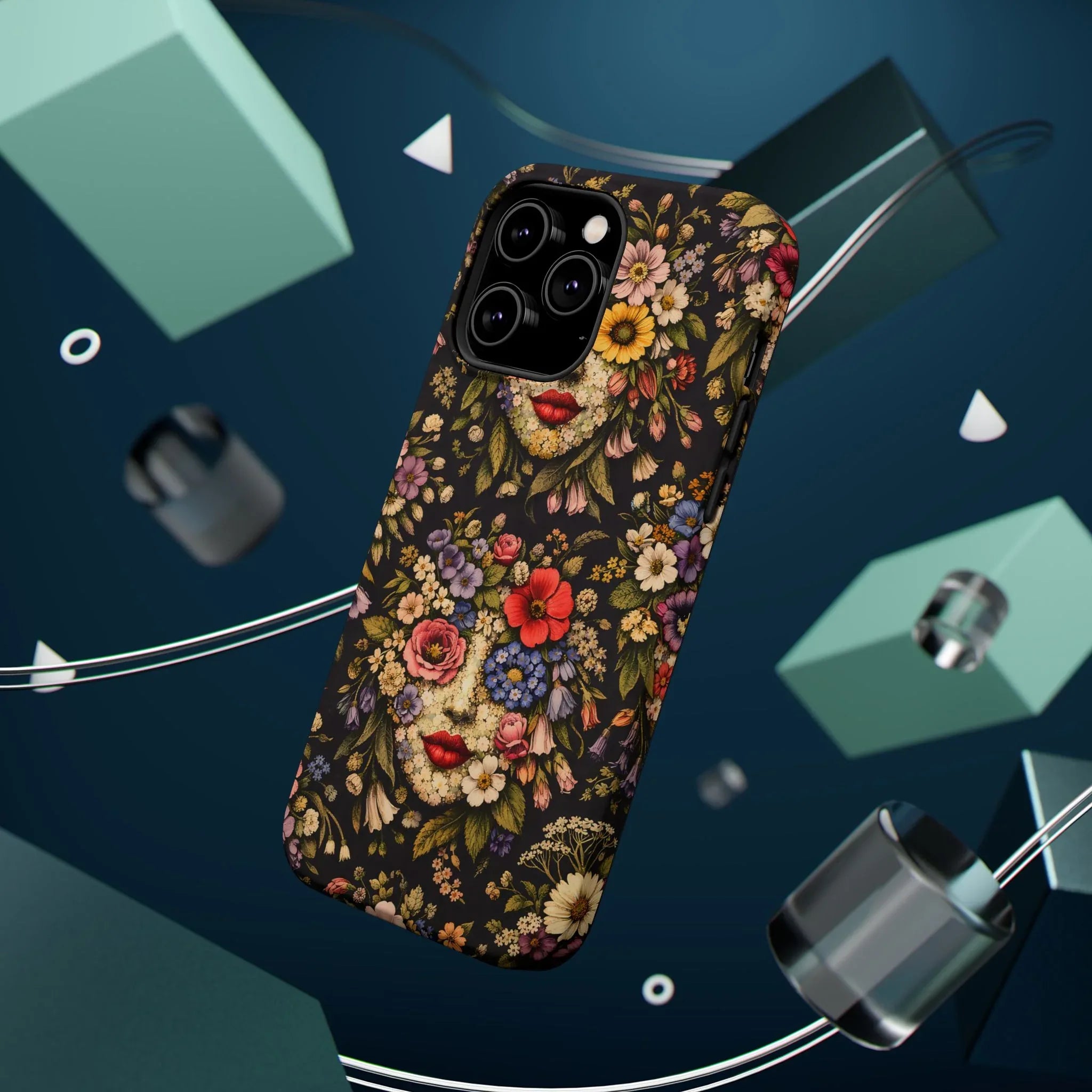 Vintage Flower Face Phone Case for iPhone 13-17 - KARARMDESIGN