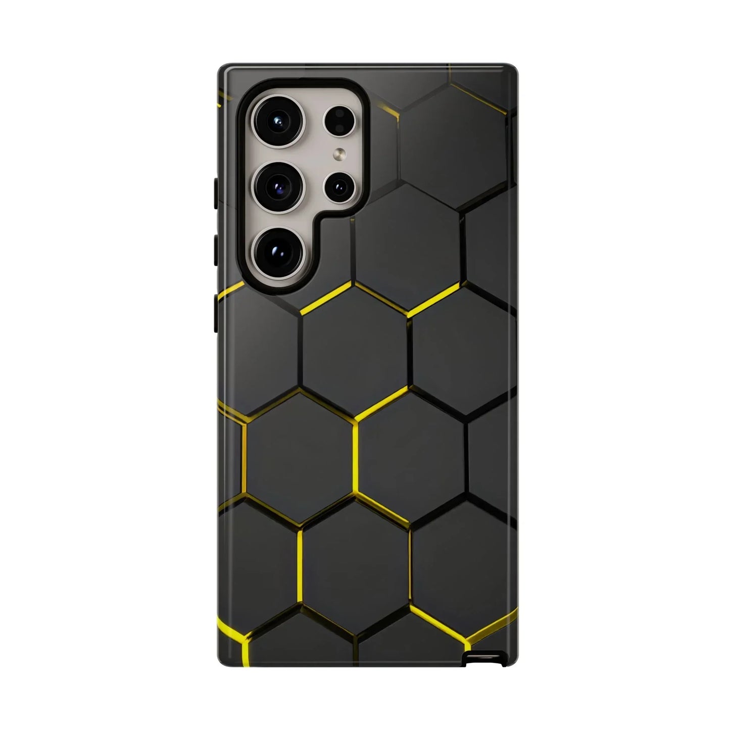 Black and Yellow Hexagon Geometric Tough Phone Case for Galaxy and Pixel - KarArmDesign